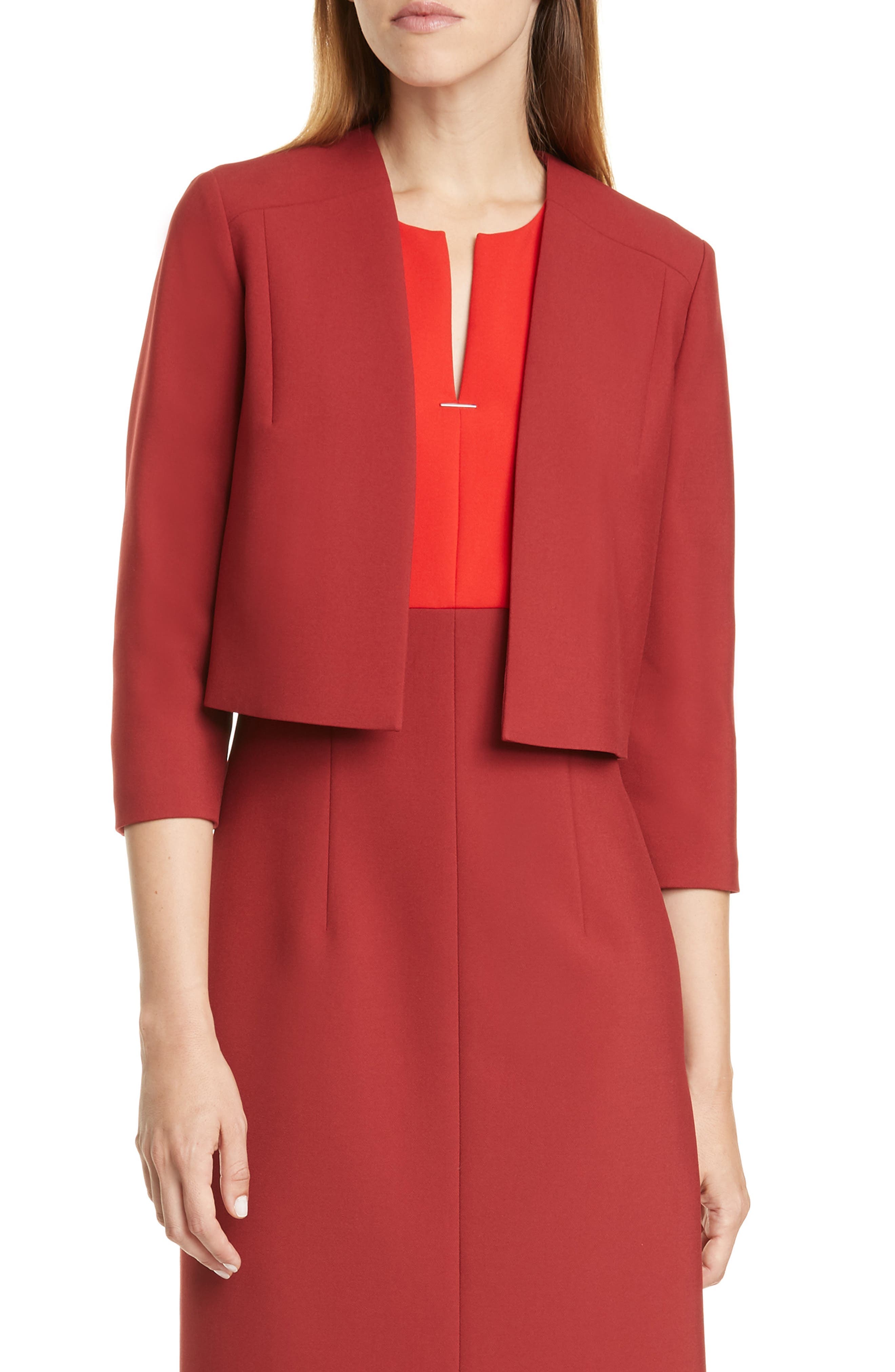 Jikiva Collarless Ponte Crop Jacket - image 1