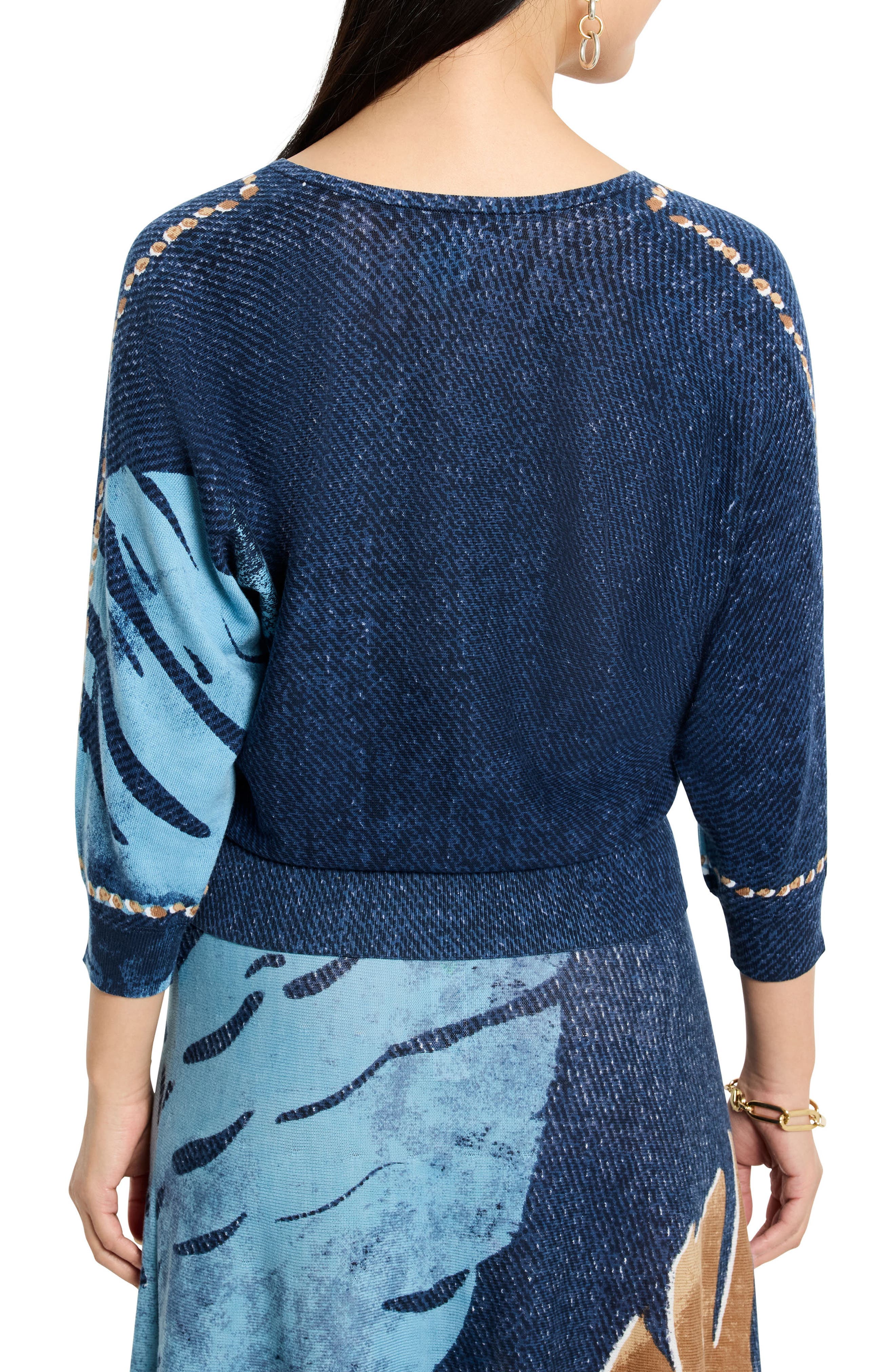Twilight Abstract Print V-Neck Sweater - image 2