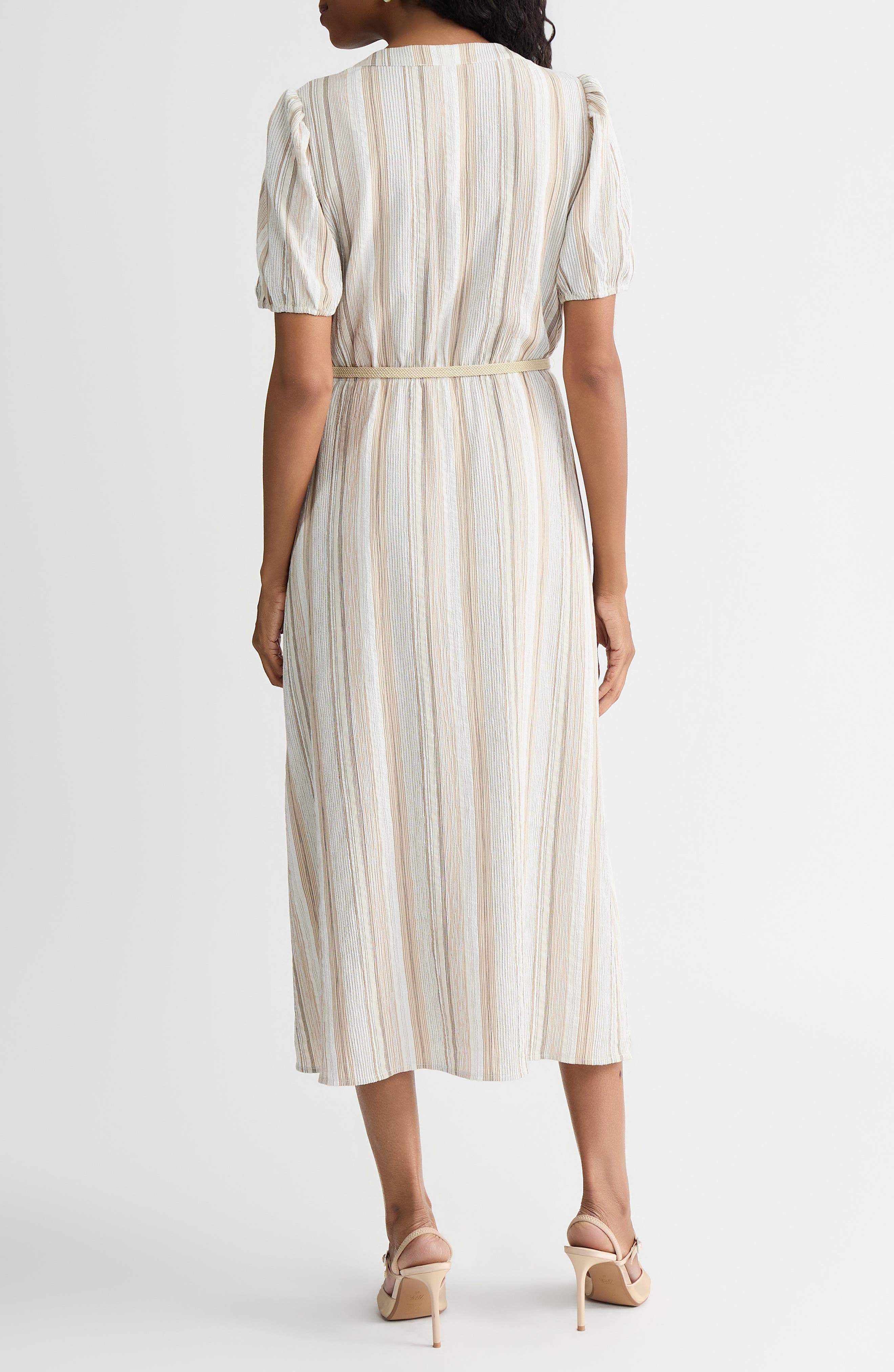 Stripe Short Sleeve Belted Shirtdress - image 2