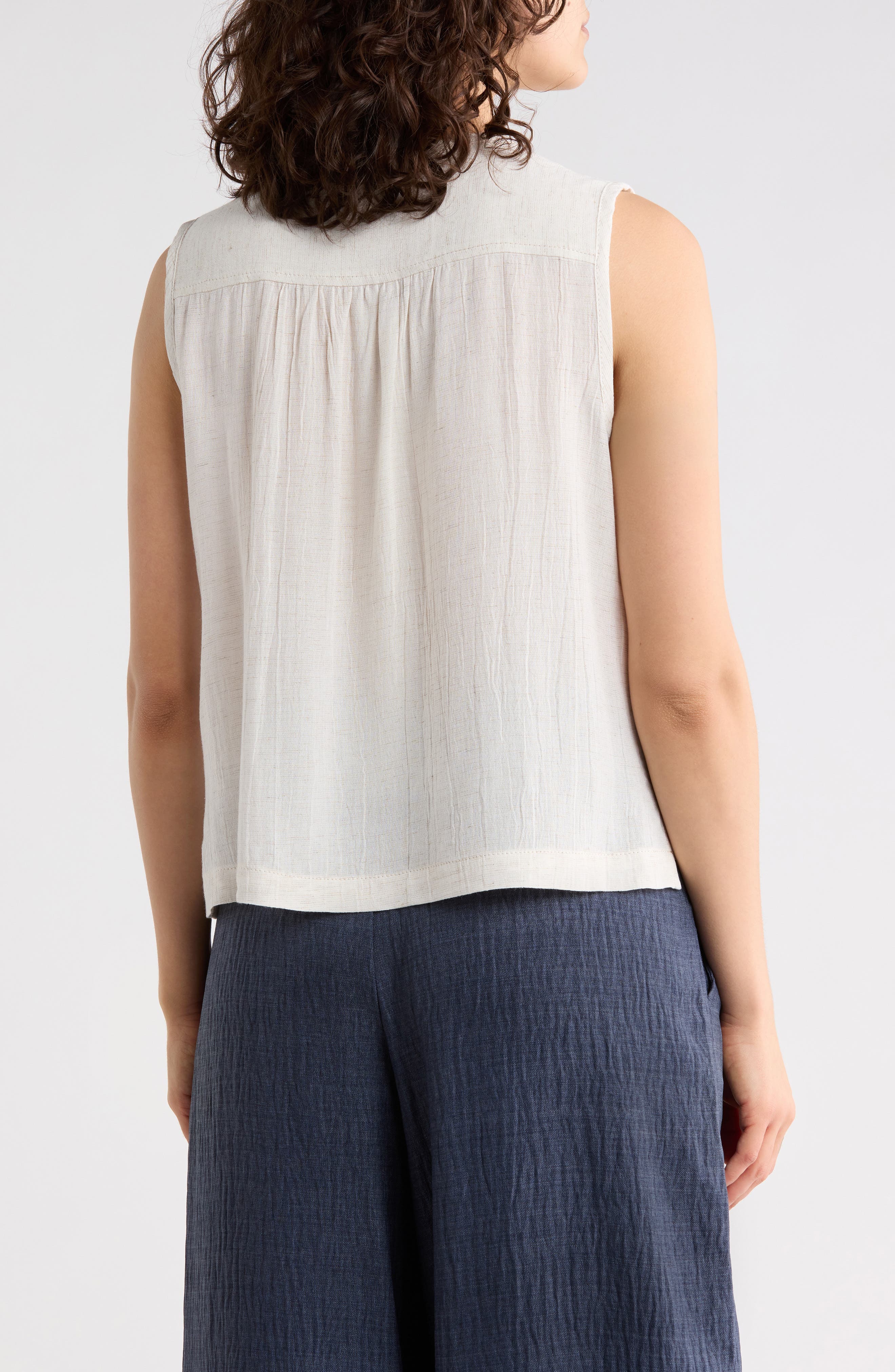 Pintucked Sleeveless Henley - image 2