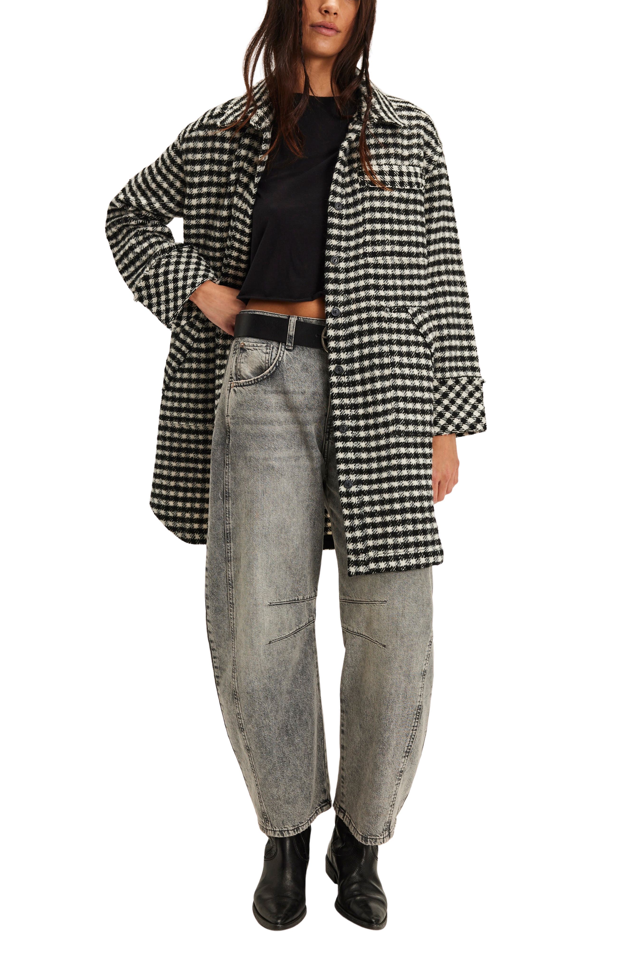We the Free Get Around Houndstooth Long Shirt Jacket - image 1