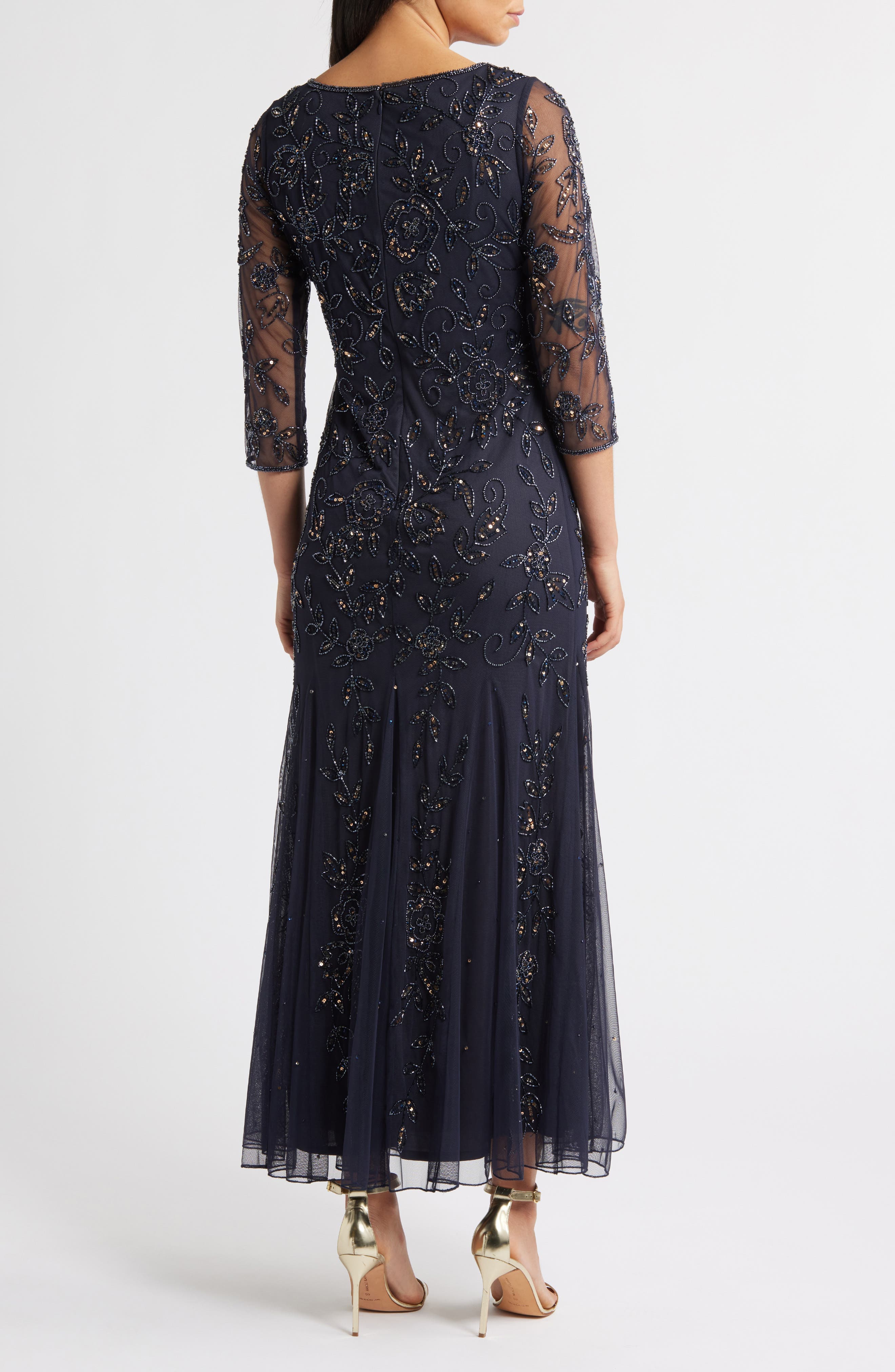 Floral Beaded Tulle Gown - image 2
