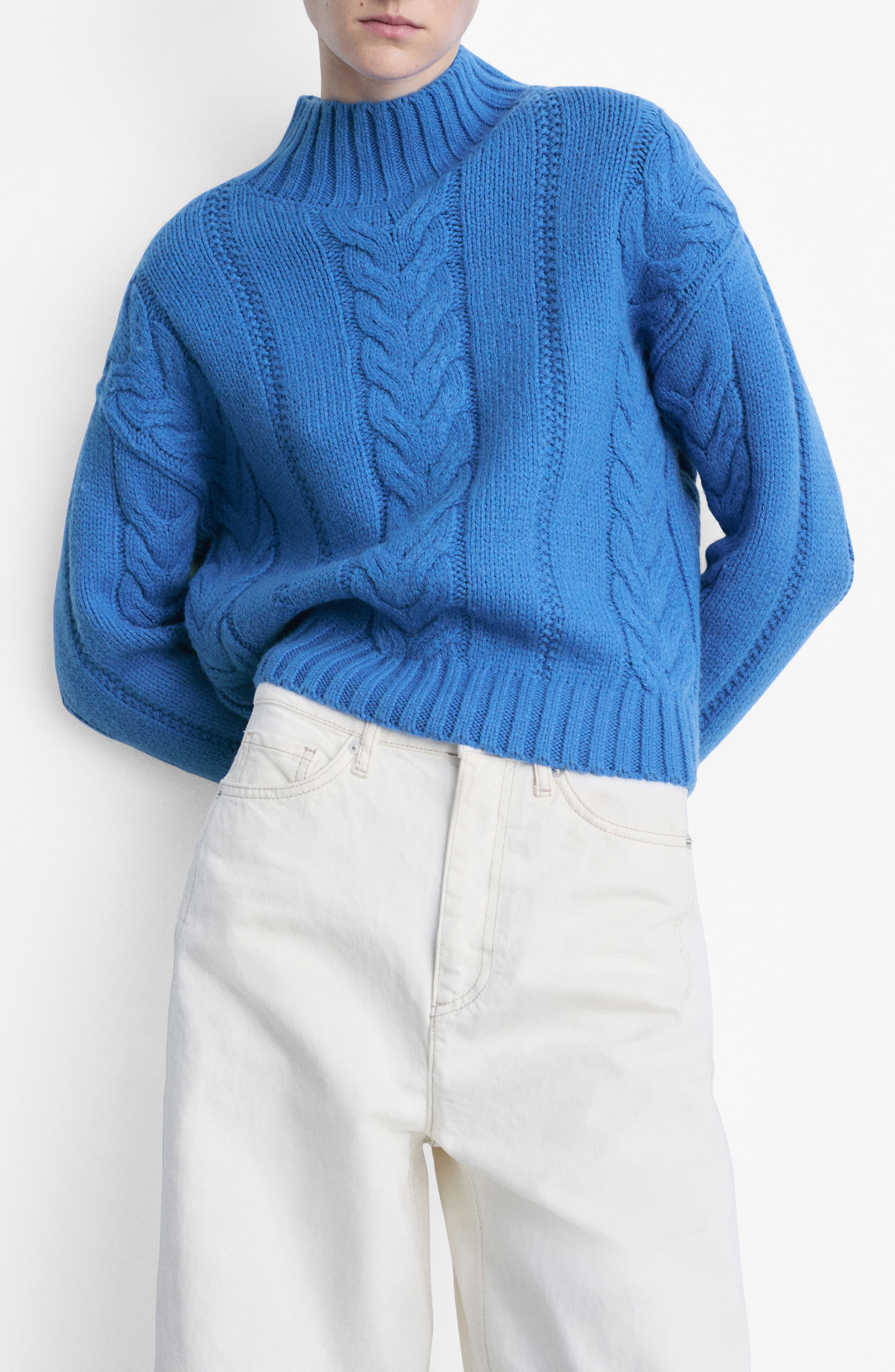 Cable Stitch Mock Neck Sweater - image 1