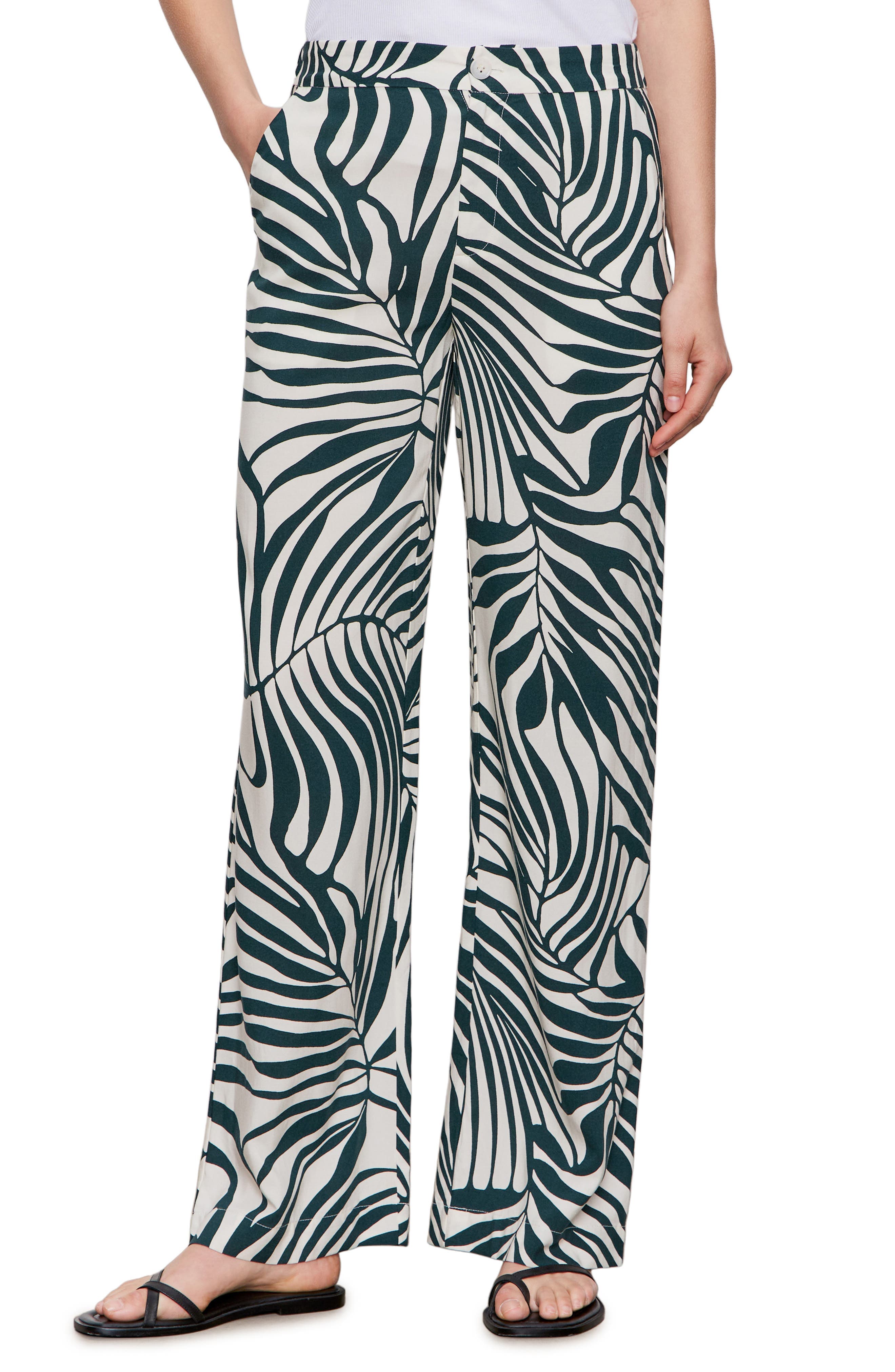 Print Wide Leg Pants - image 1