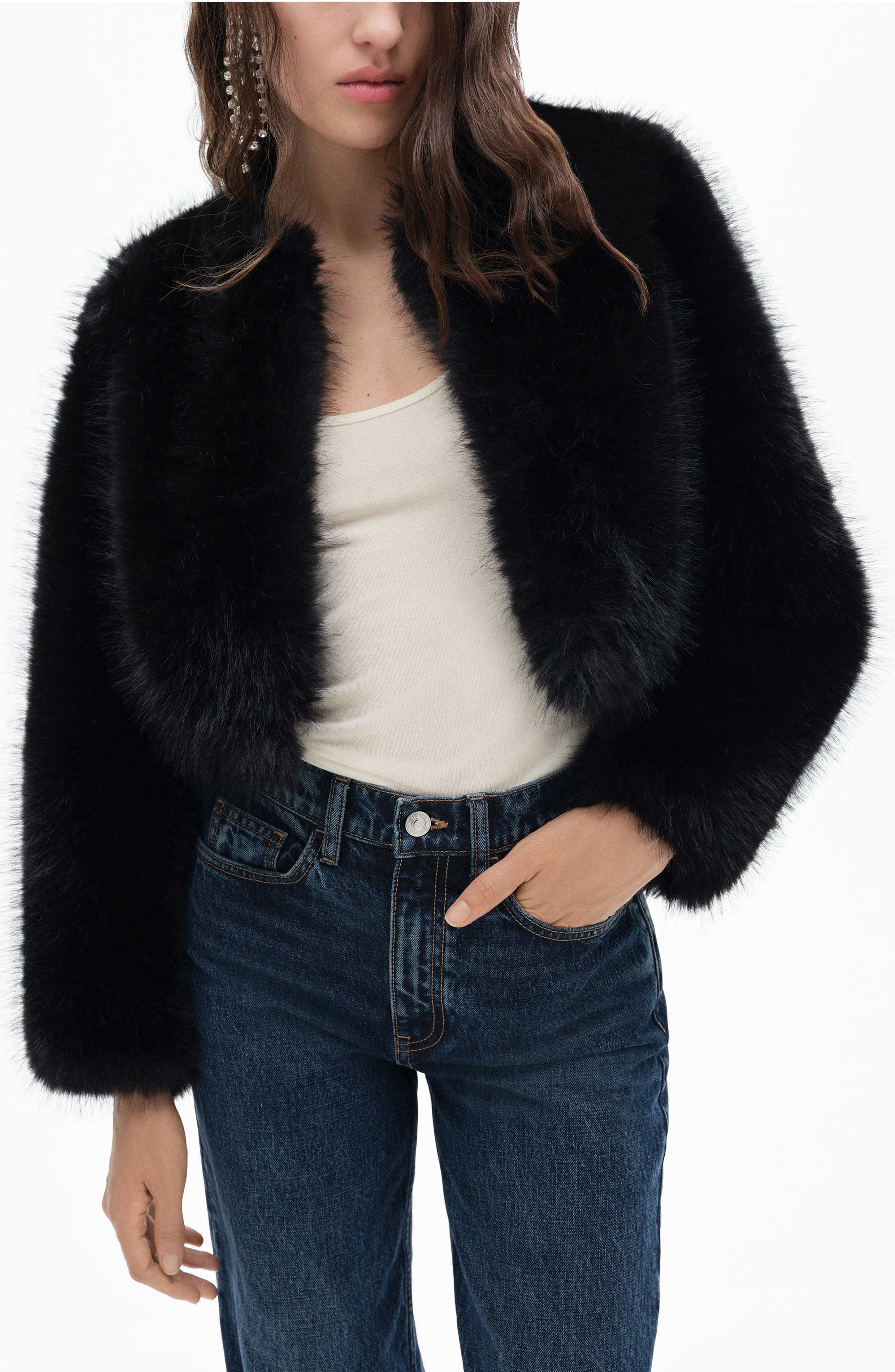 Boleta Faux Fur Crop Jacket - image 1