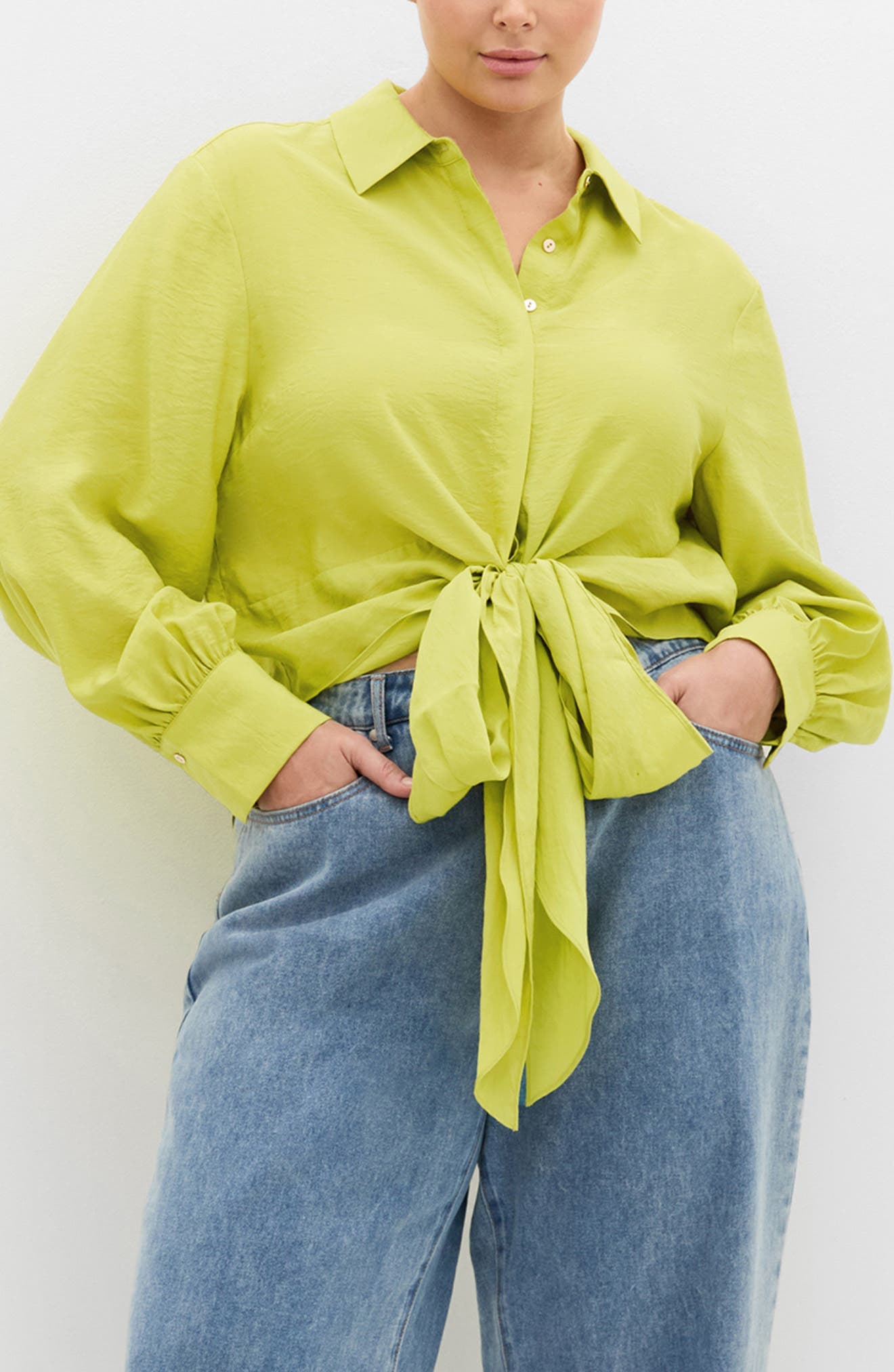 Rosa Tie Hem Button-Up Shirt - image 1