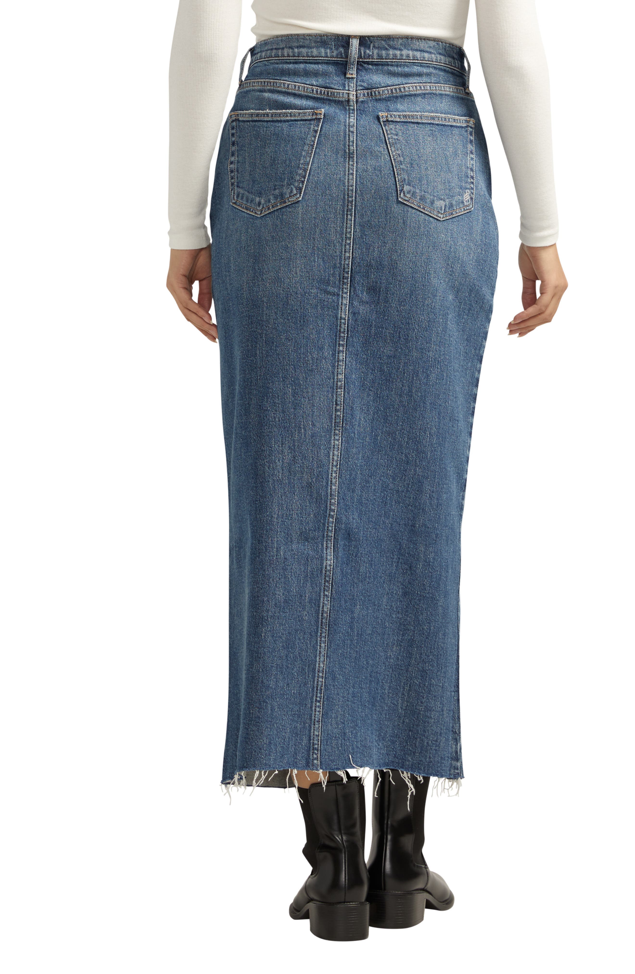 Front Slit Denim Midi Skirt - image 2