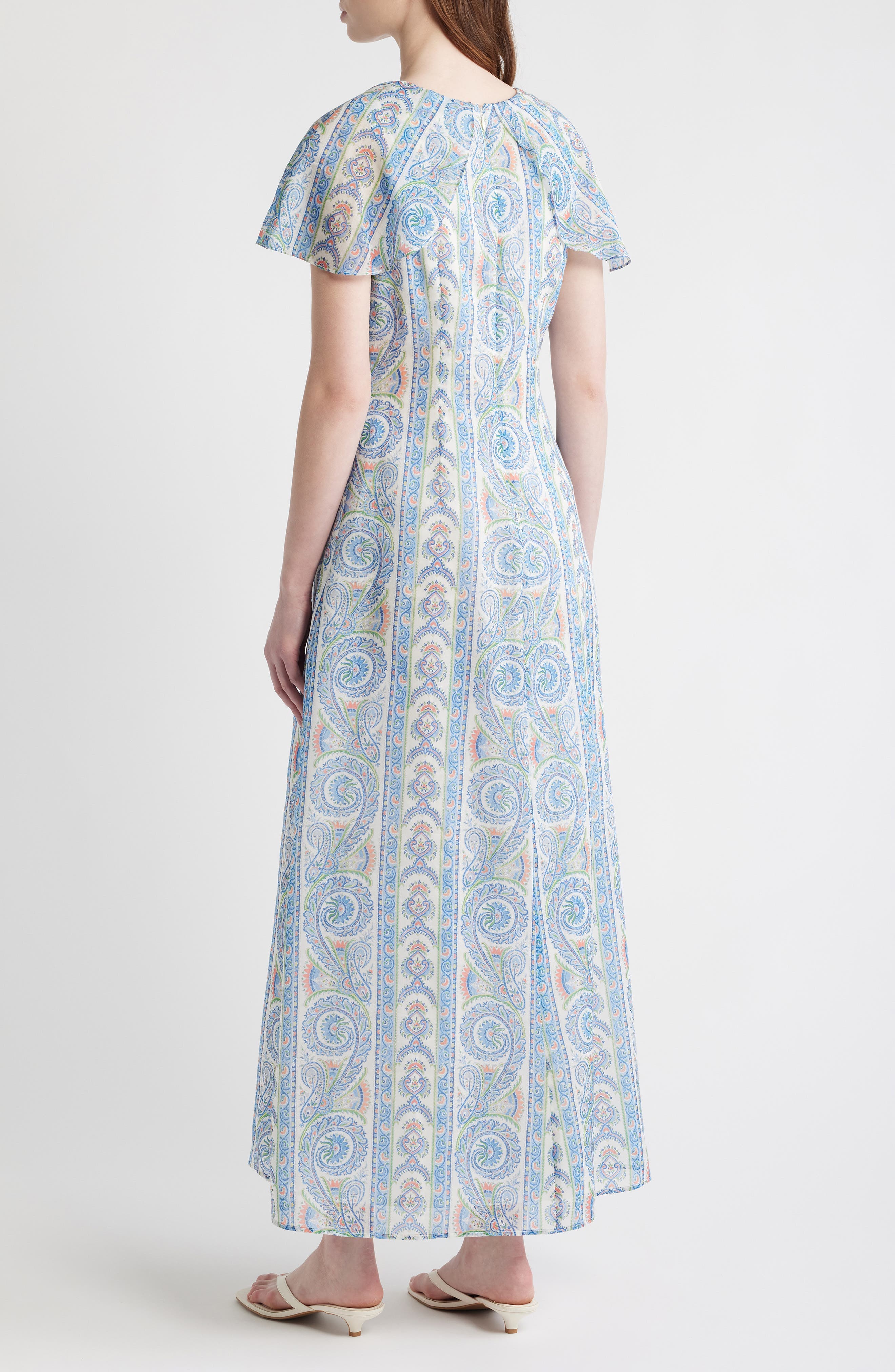 Davina Capelet Sleeve Cotton & Silk Maxi Dress - image 2