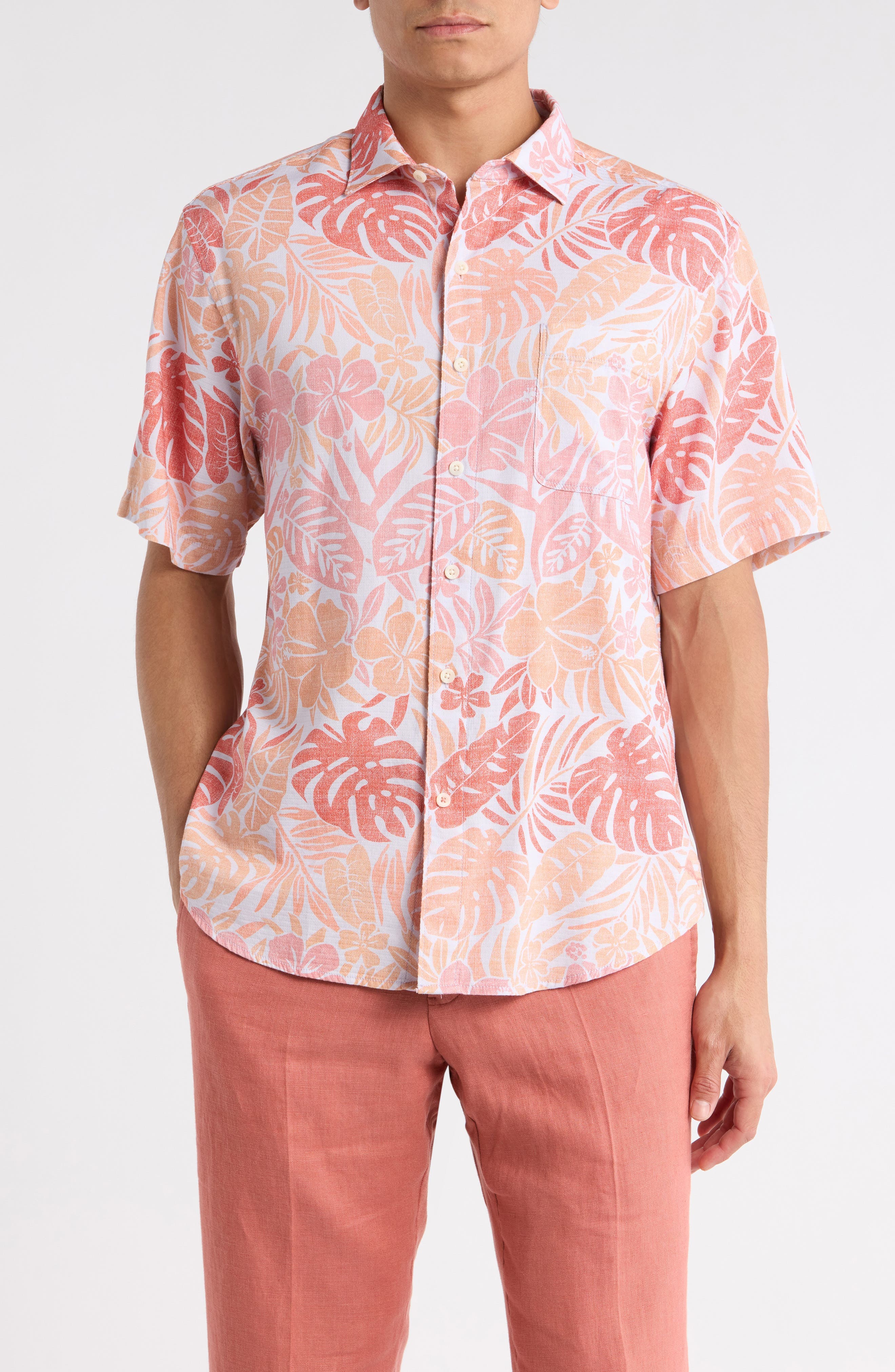 Falling Monstera Short Sleeve Button-Up Shirt - image 1