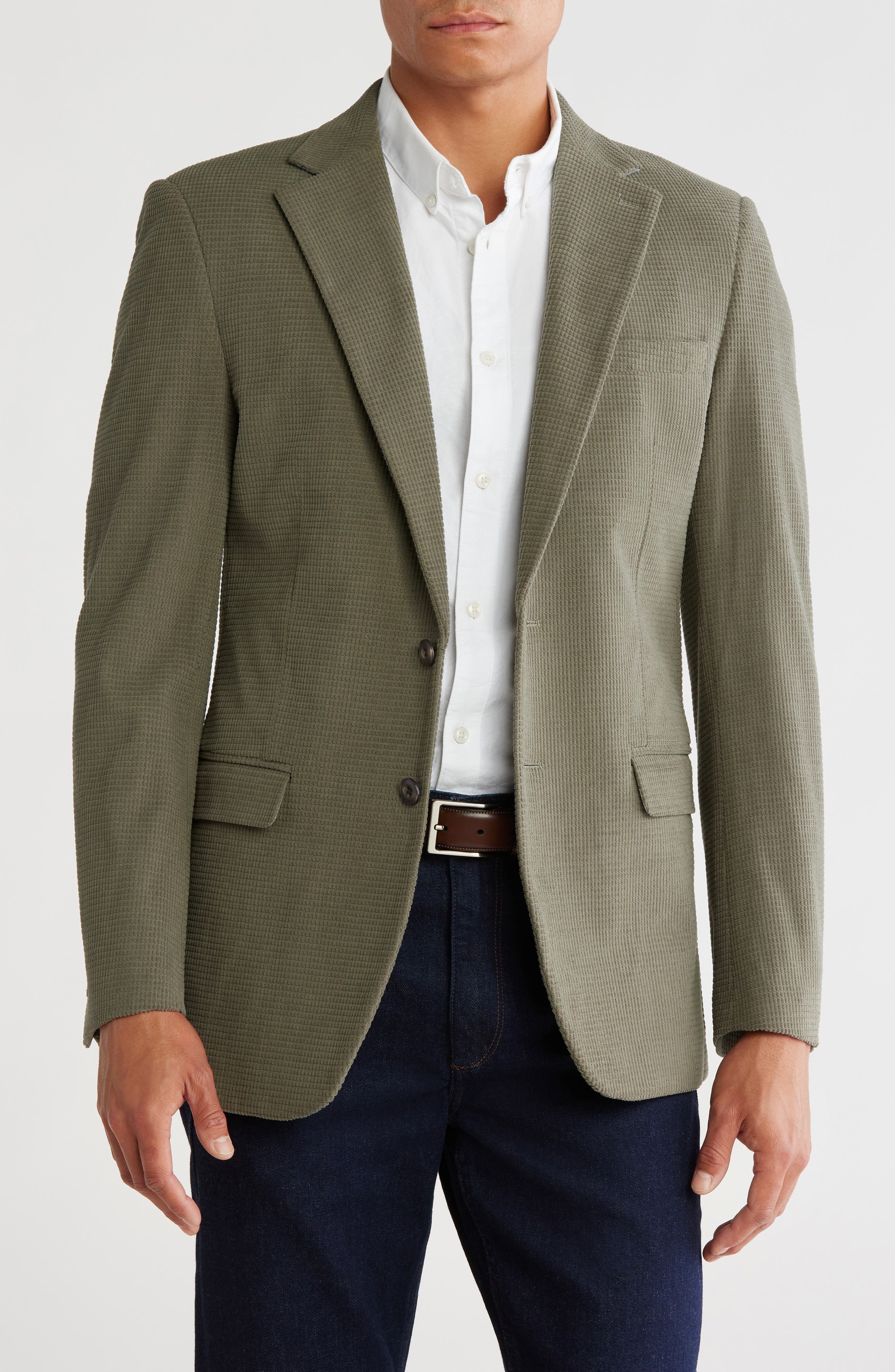 Slim Fit Solid Cotton Blend Textured Blazer - image 1