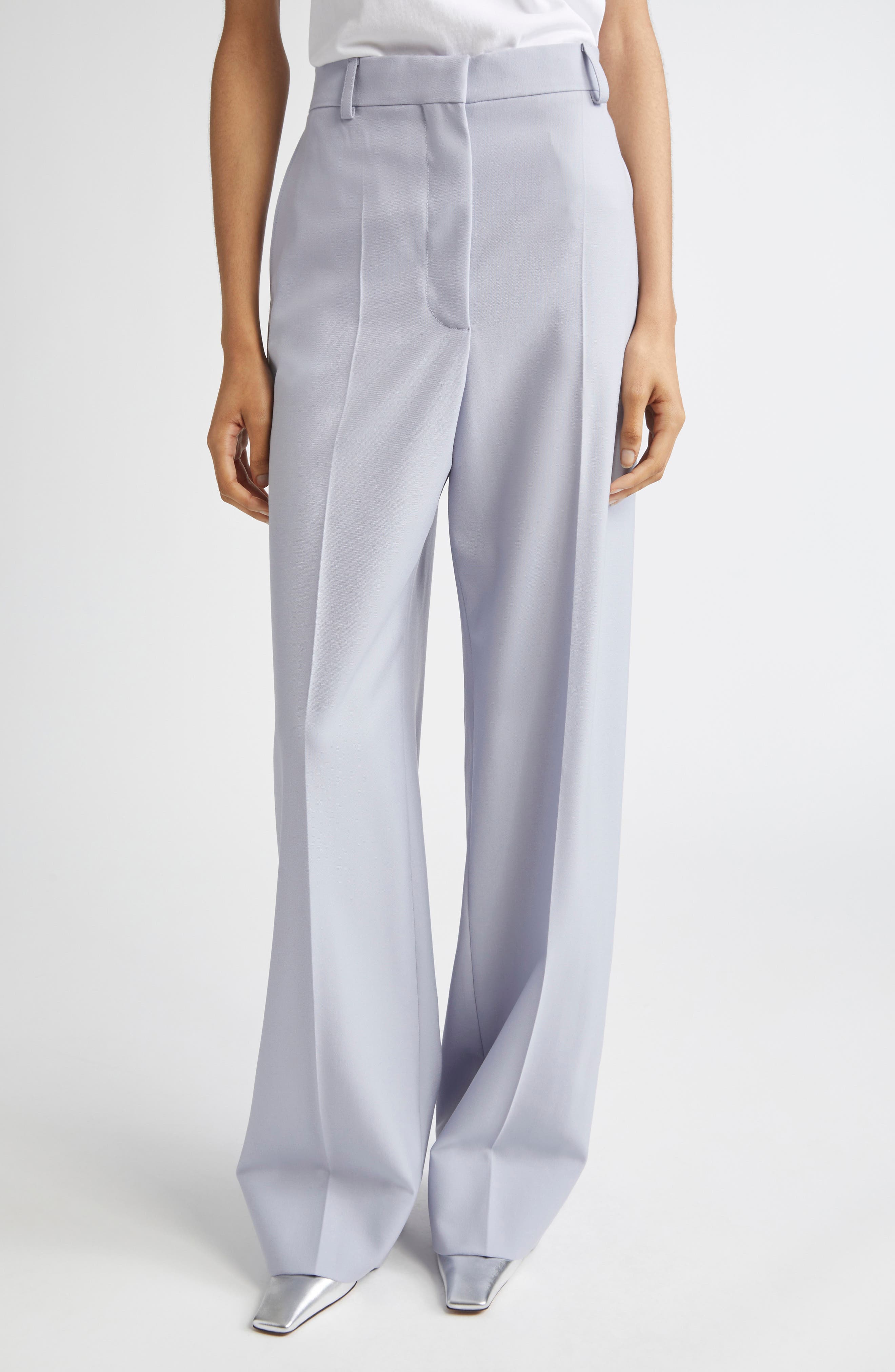 Loose Straight Leg Wool Canvas Trousers - image 1