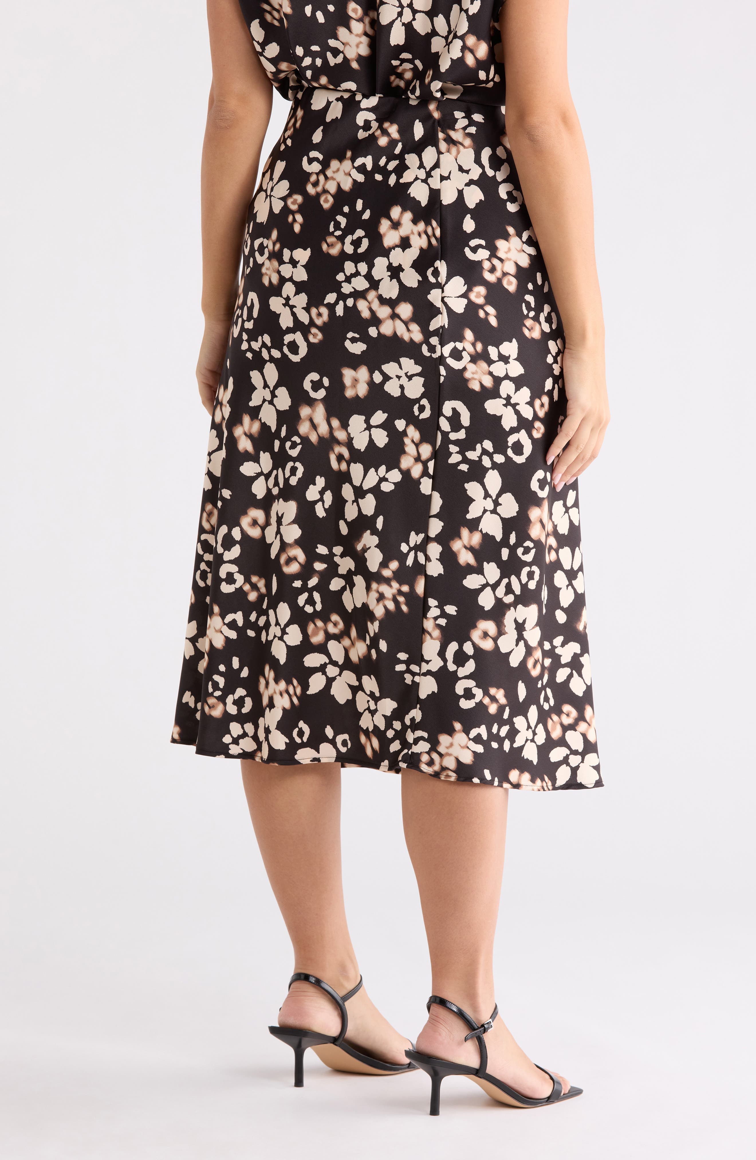 Floral Satin Midi Skirt - image 2