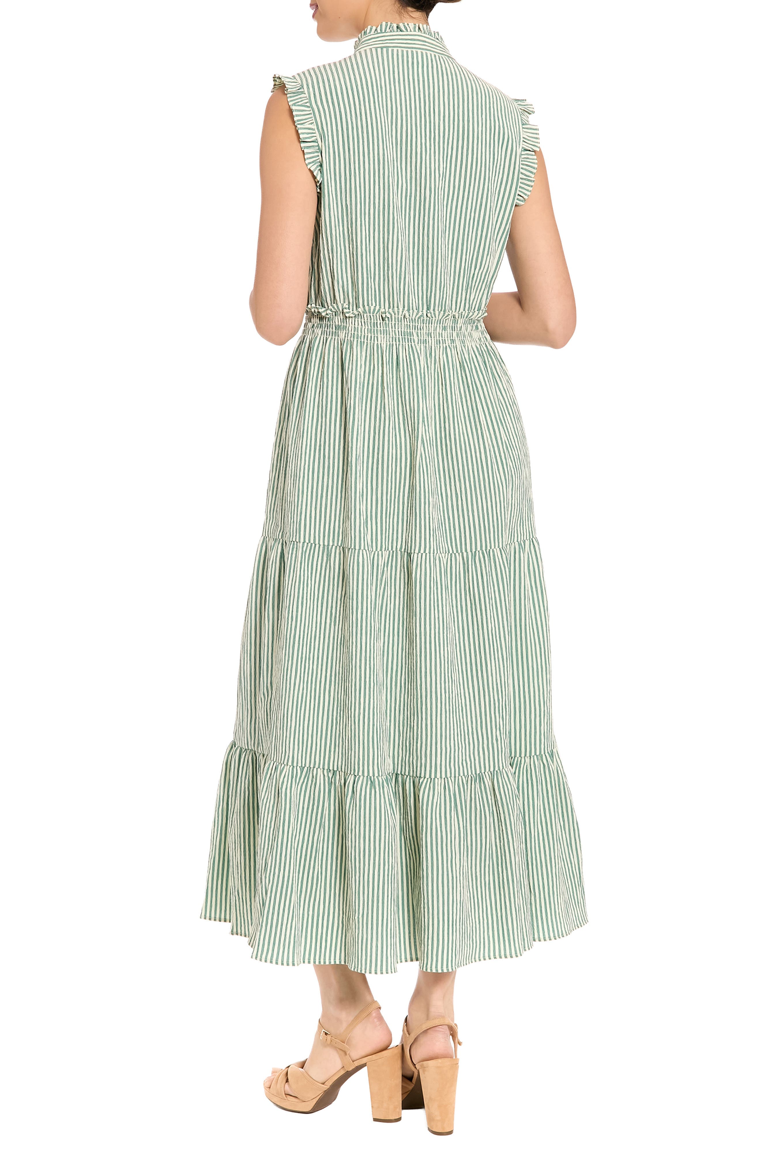 Stripe Ruffle Sleeveless Tiered Maxi Dress - image 2