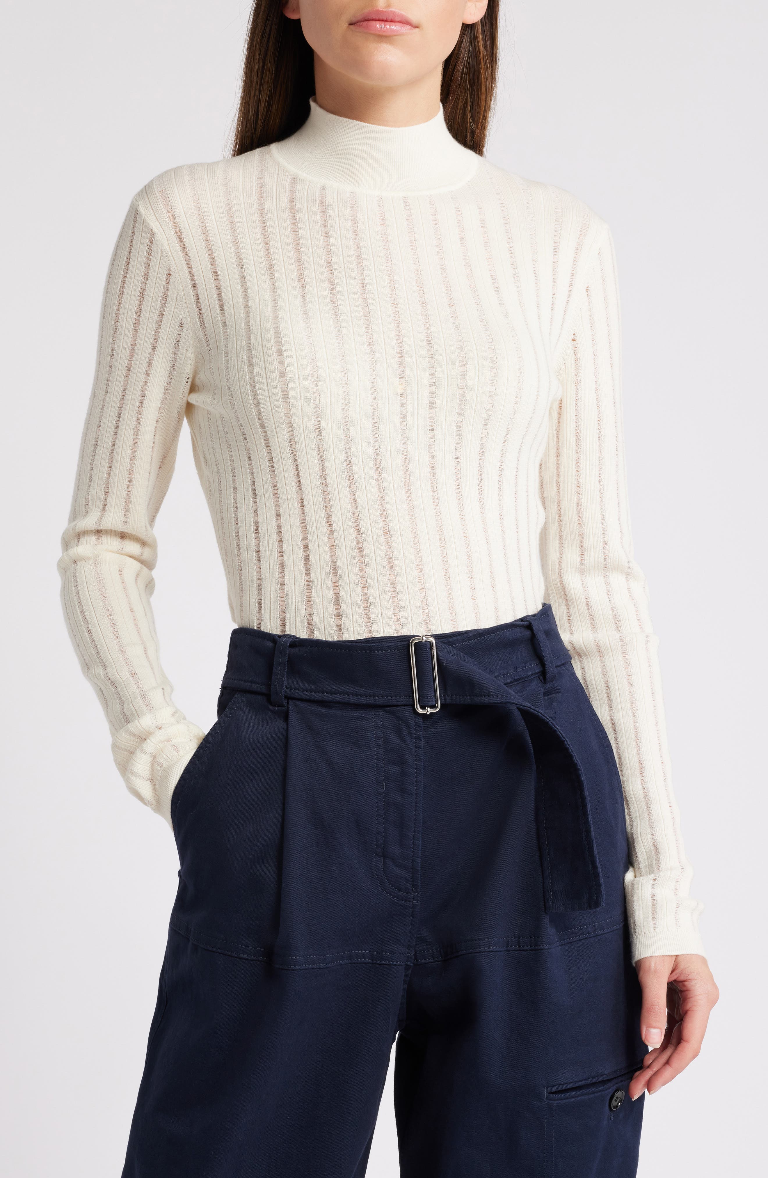Fatirami Rib Wool Mockneck Sweater - image 1