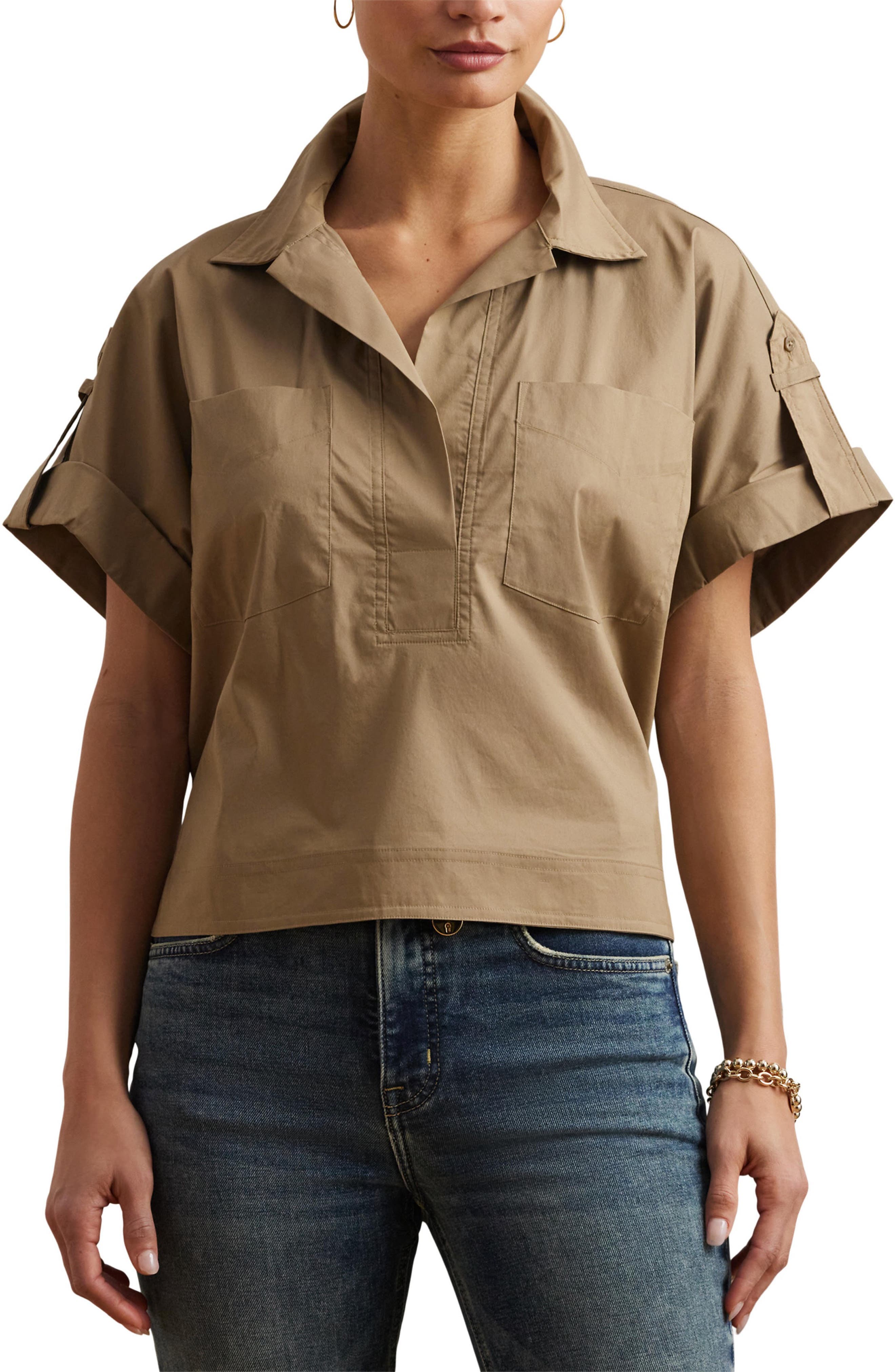 Cotton Blend Camp Shirt - image 1