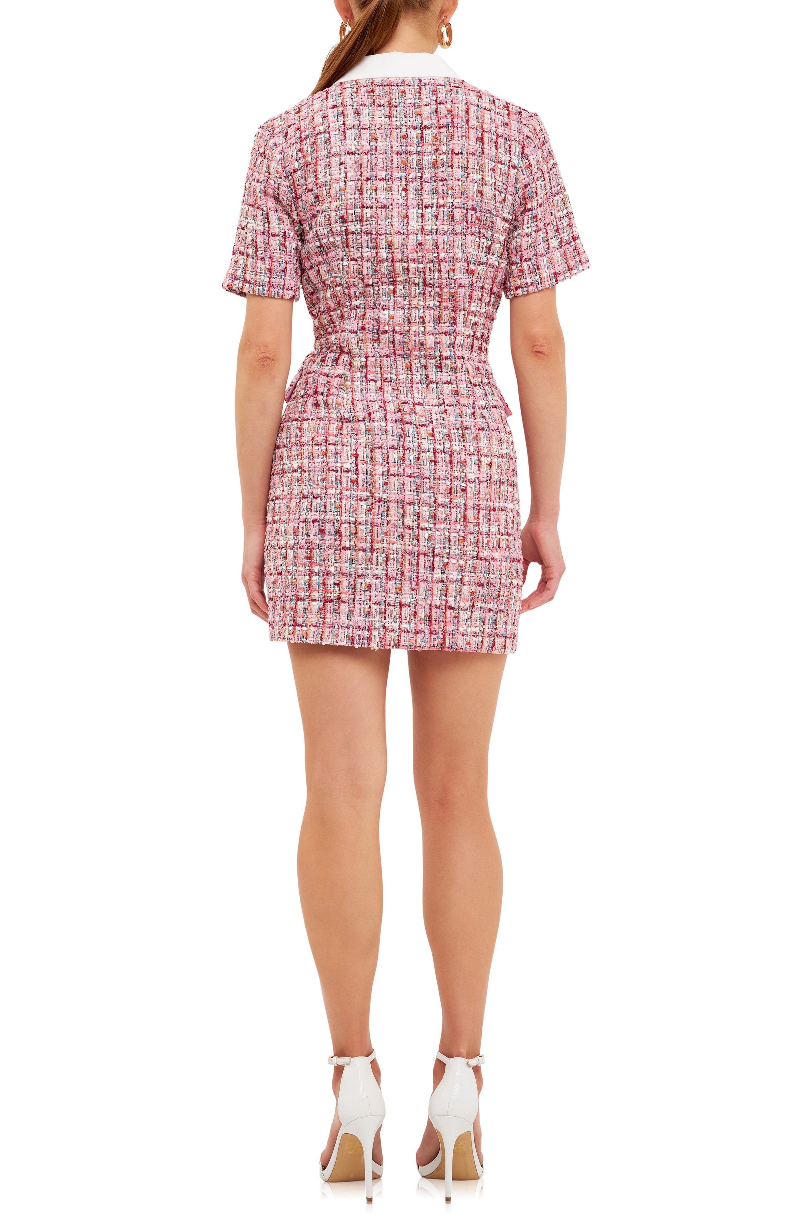 Point Collar Tweed Mini Shirtdress - image 2