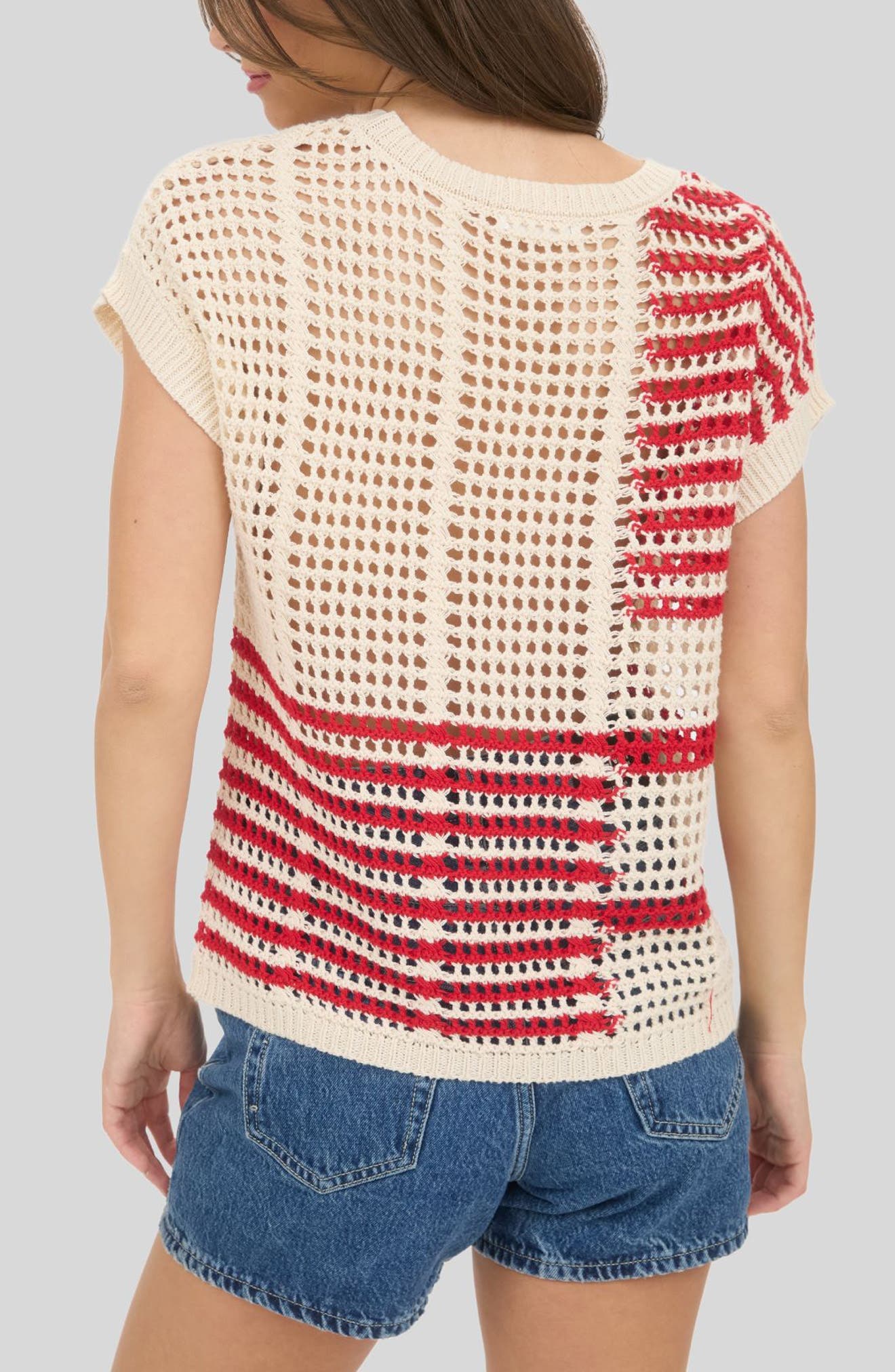 Colorblock Open Knit Top - image 2