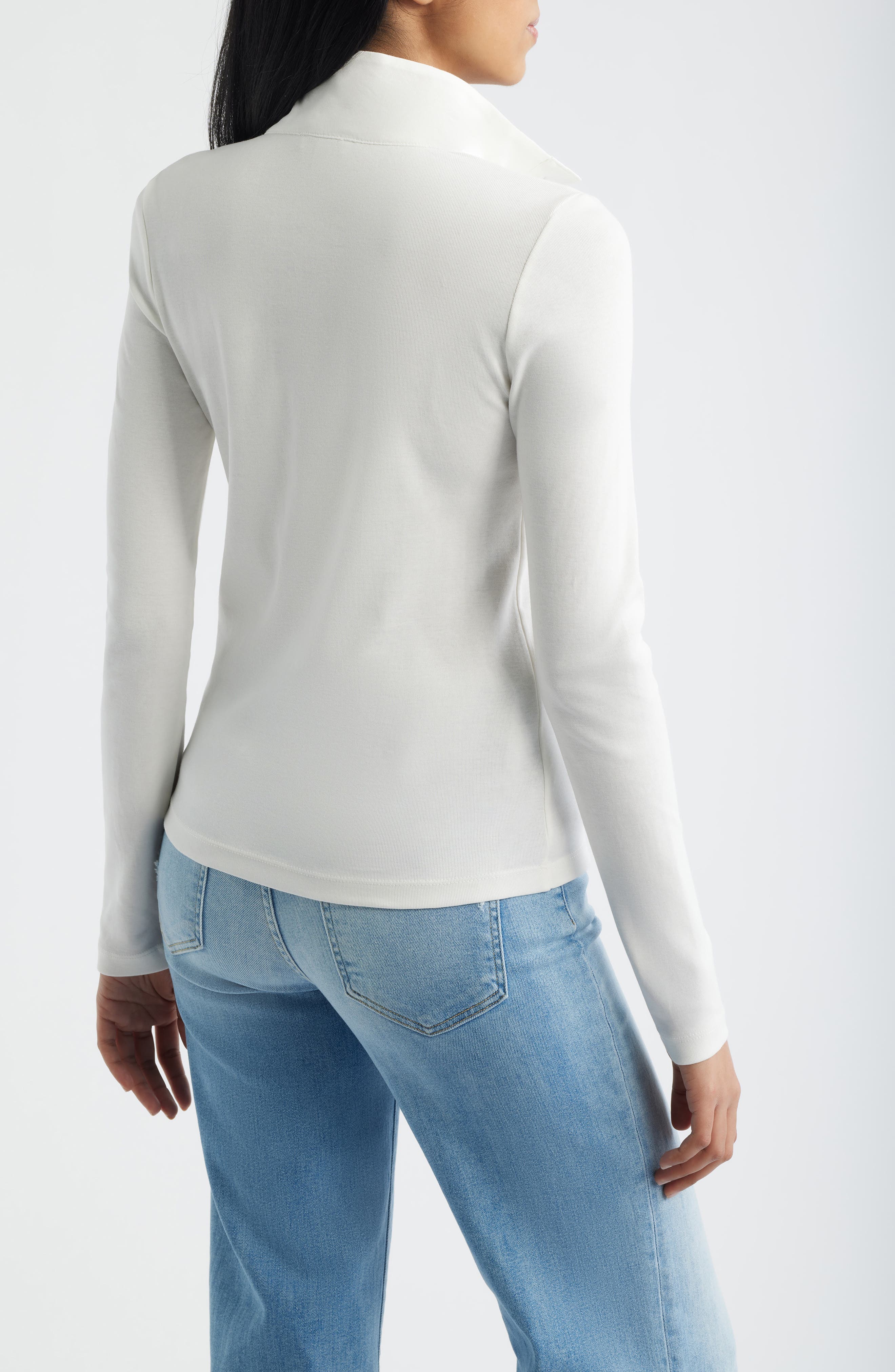 Half Button Turtleneck Cotton Top - image 2
