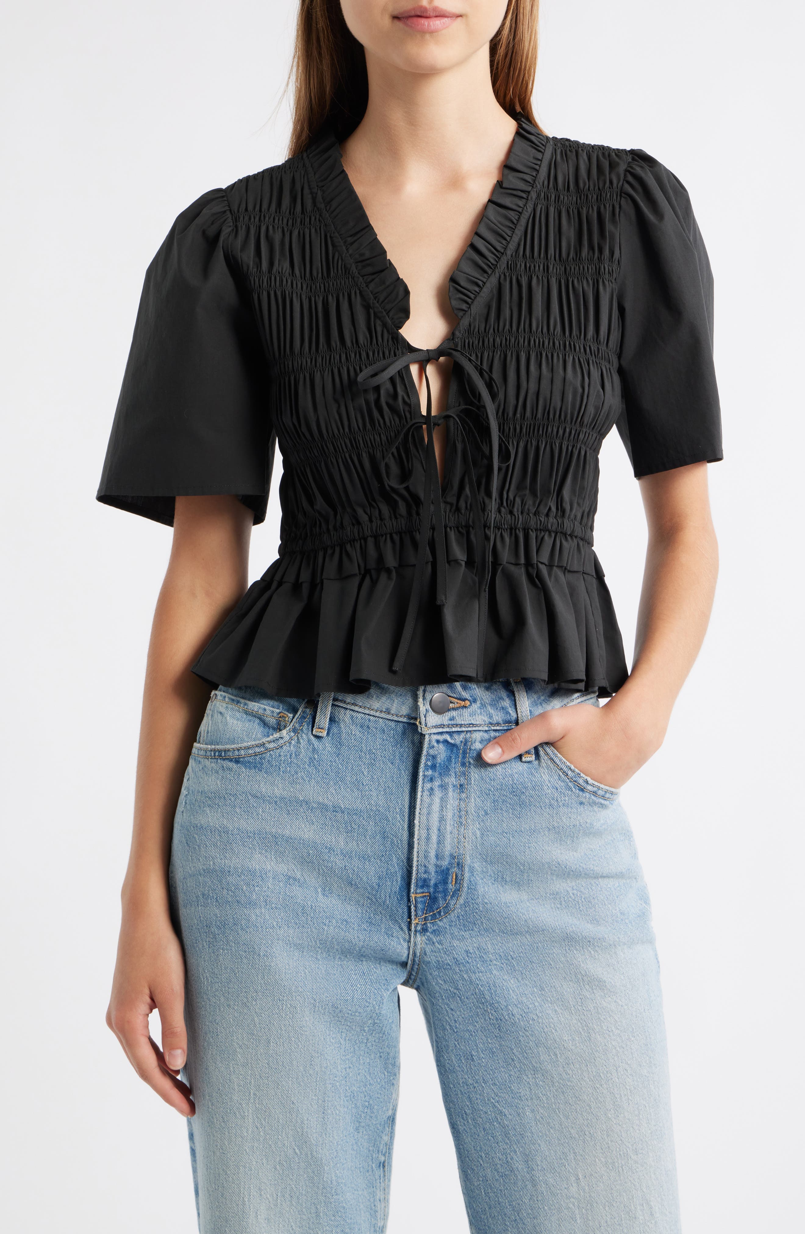 Portia Shirred Cotton Top - image 1
