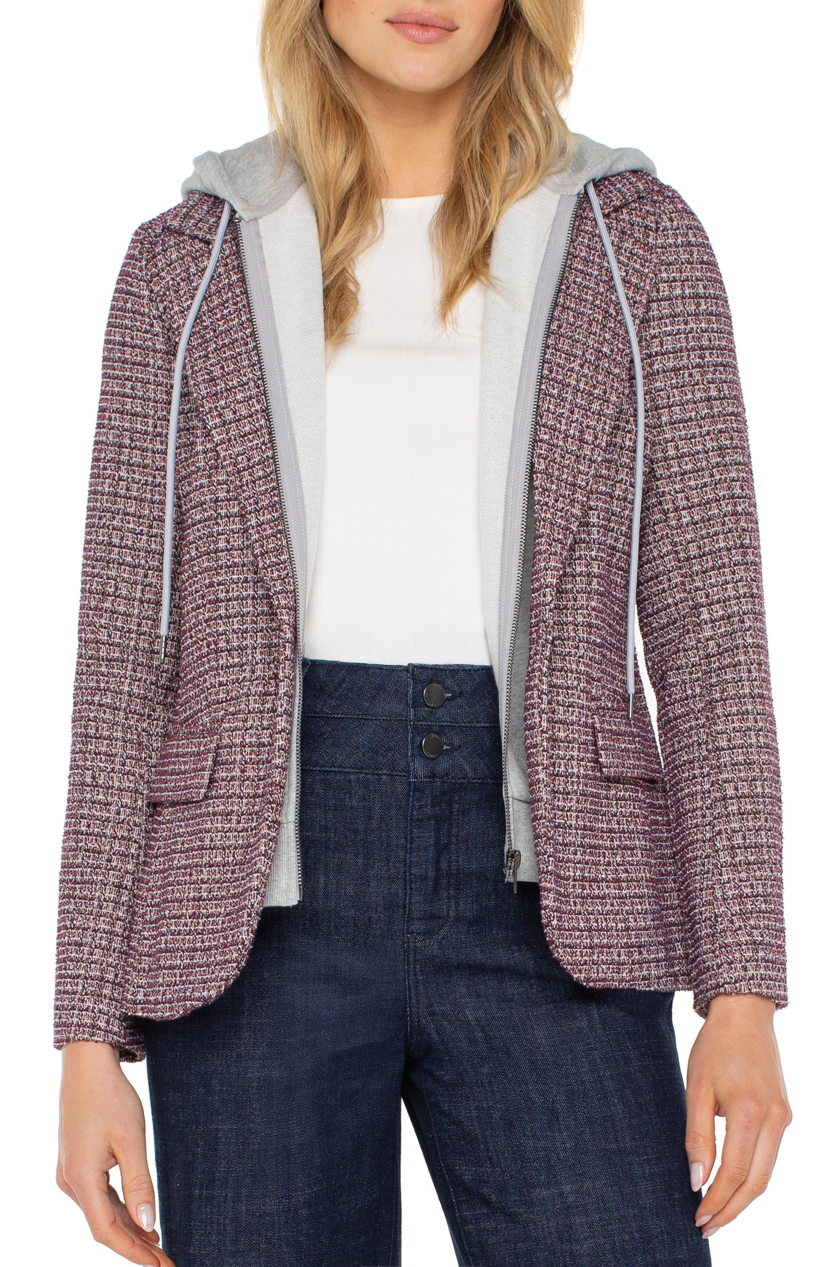 Tweed Blazer with Removable Hoodie Insert - image 1