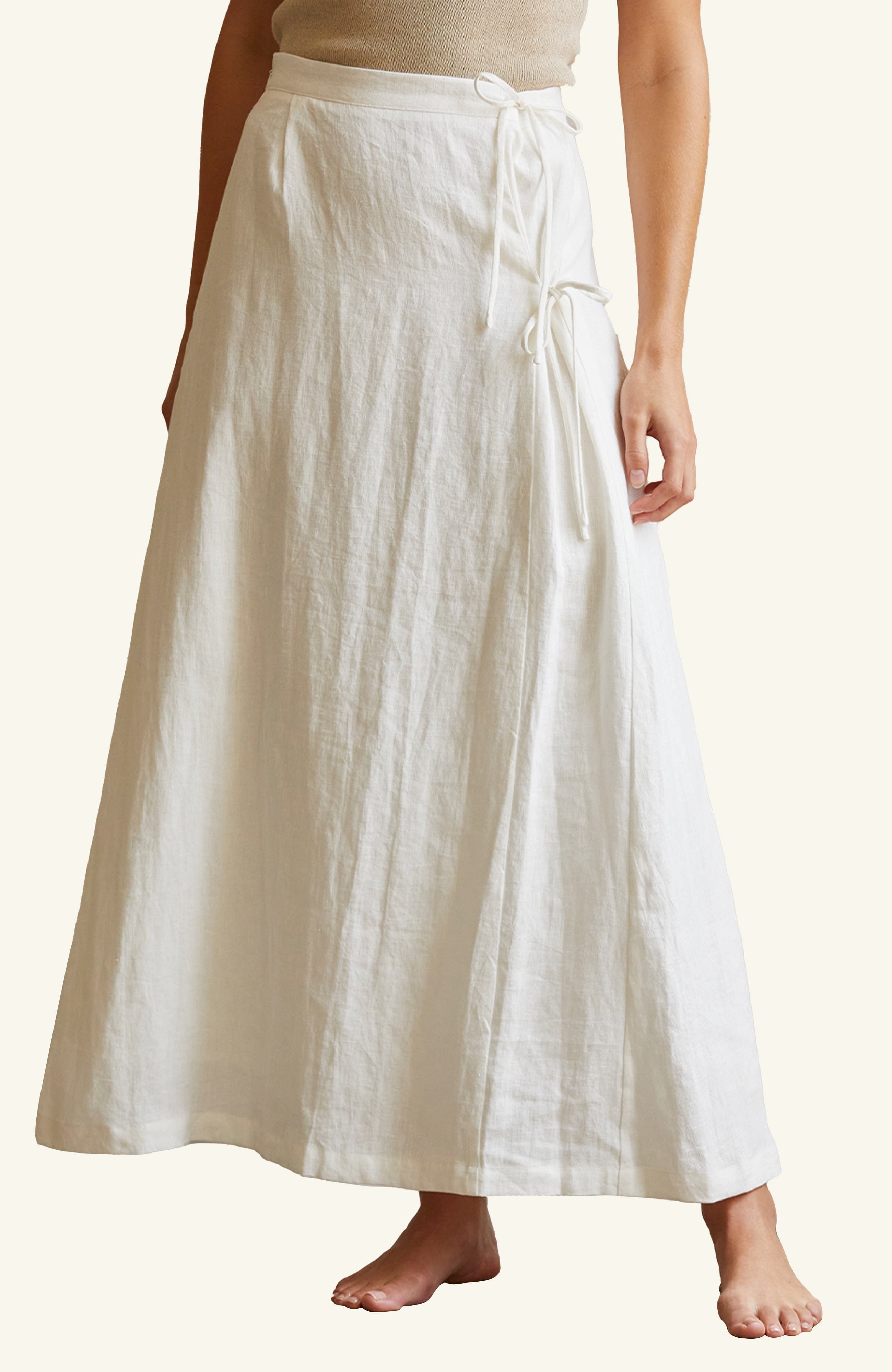 Faux Wrap Linen Maxi Skirt - image 1