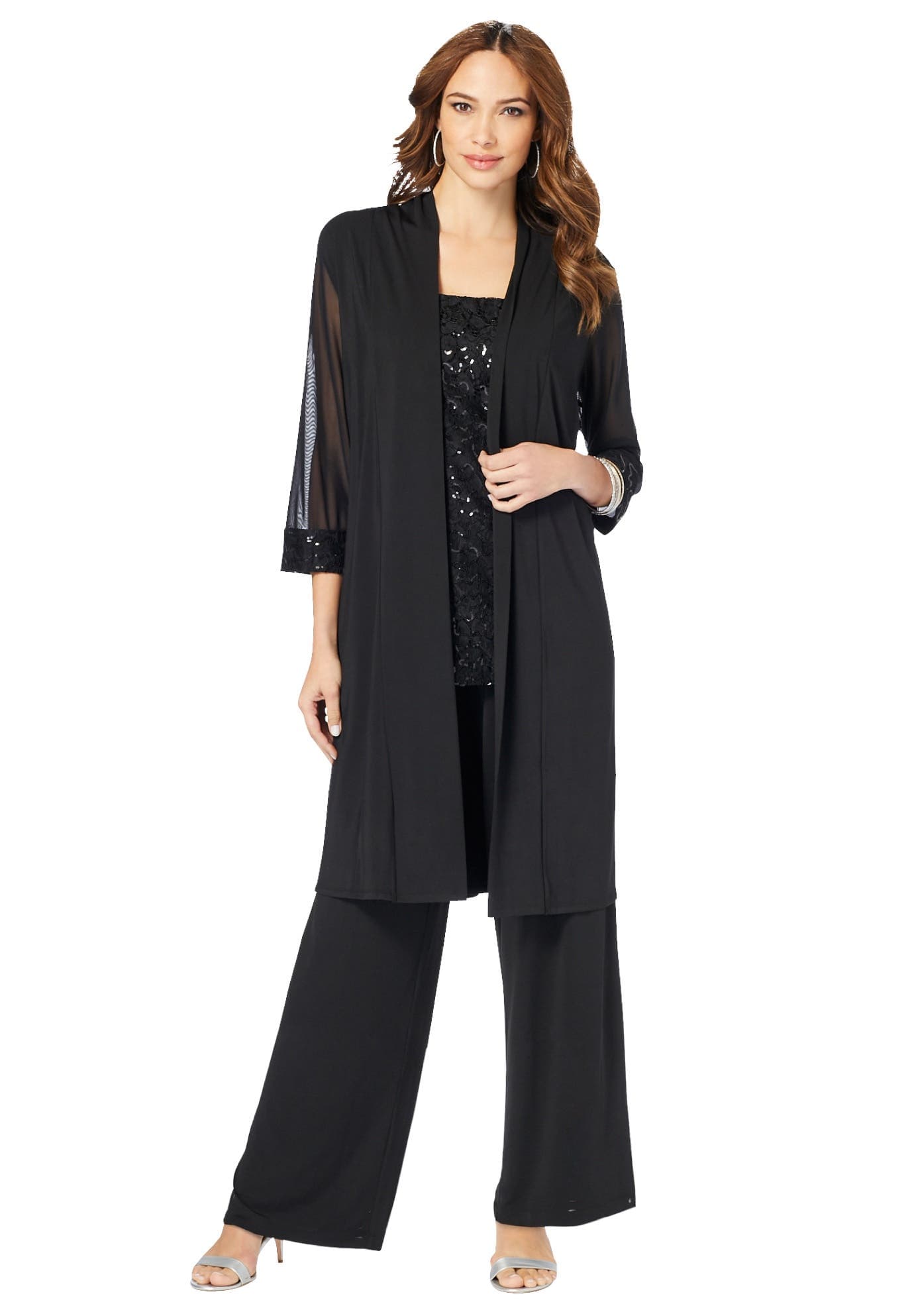 Plus-Size 3 Piece Knit Embellished Pant Set - image 1