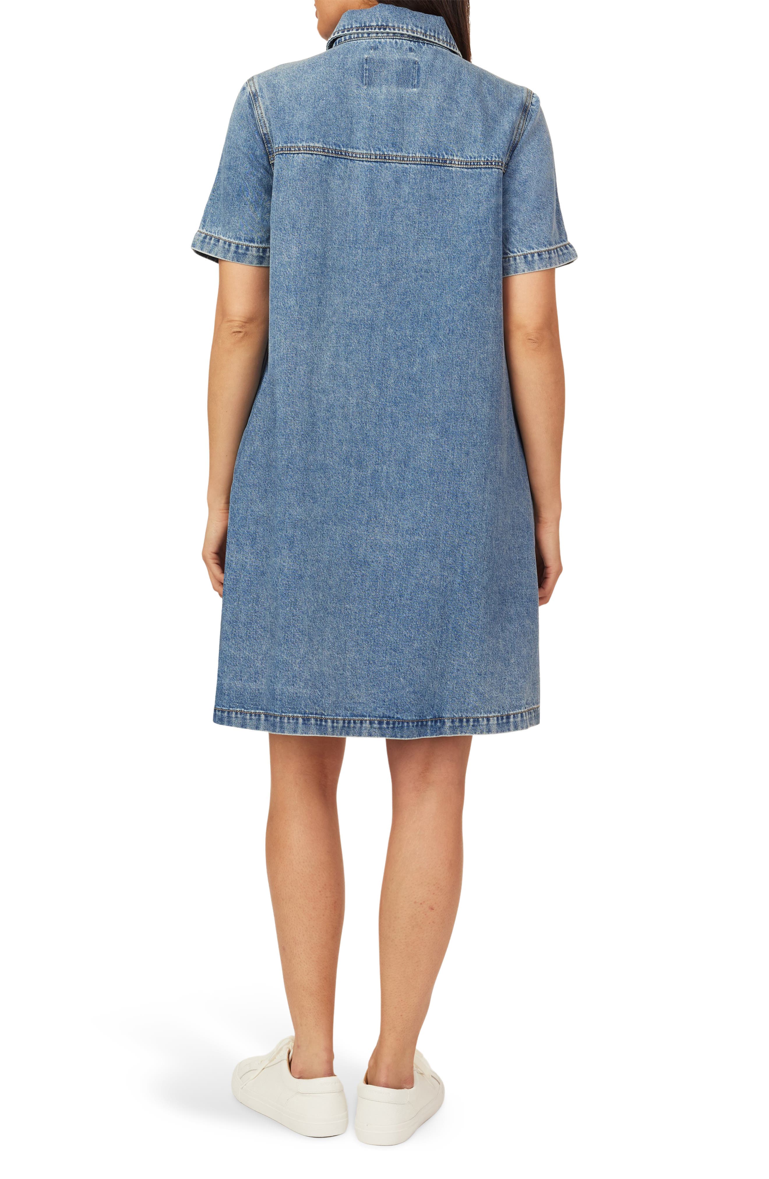 Short Sleeve Denim Polo Dress - image 2