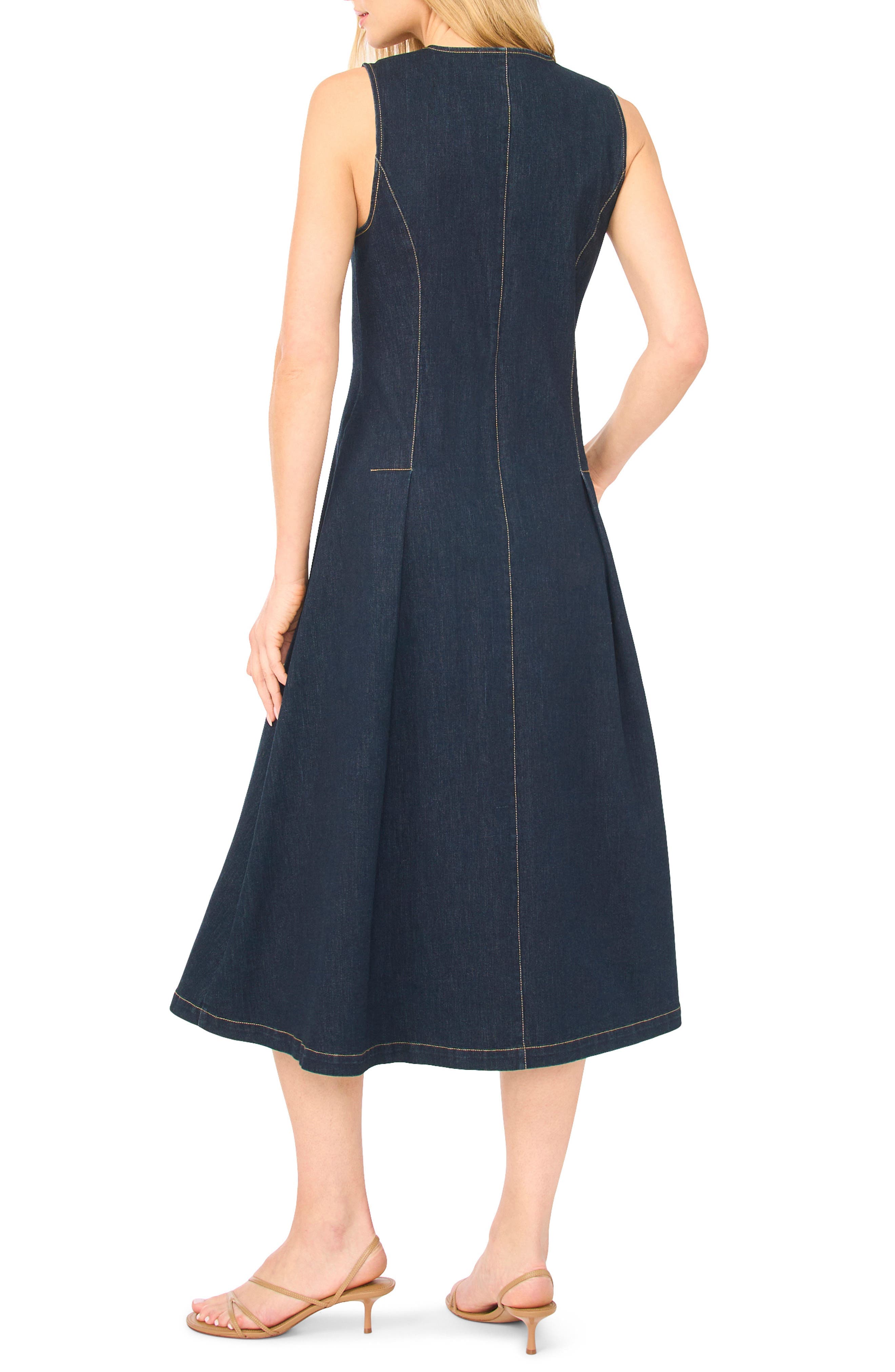 Mia Pleated Denim Button-Up Midi Dress - image 2