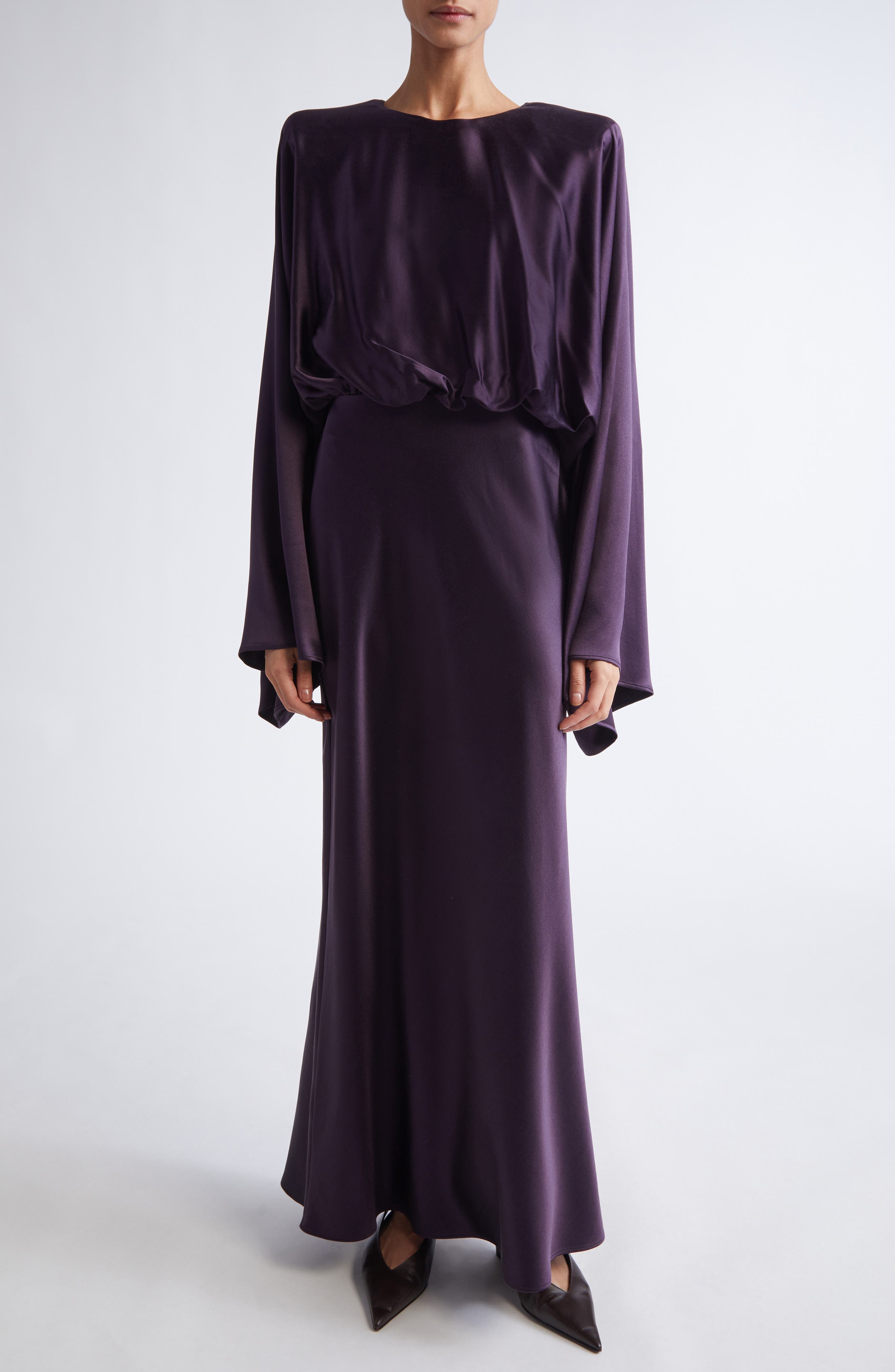 Evinka Long Sleeve Silk Satin Dress - image 1