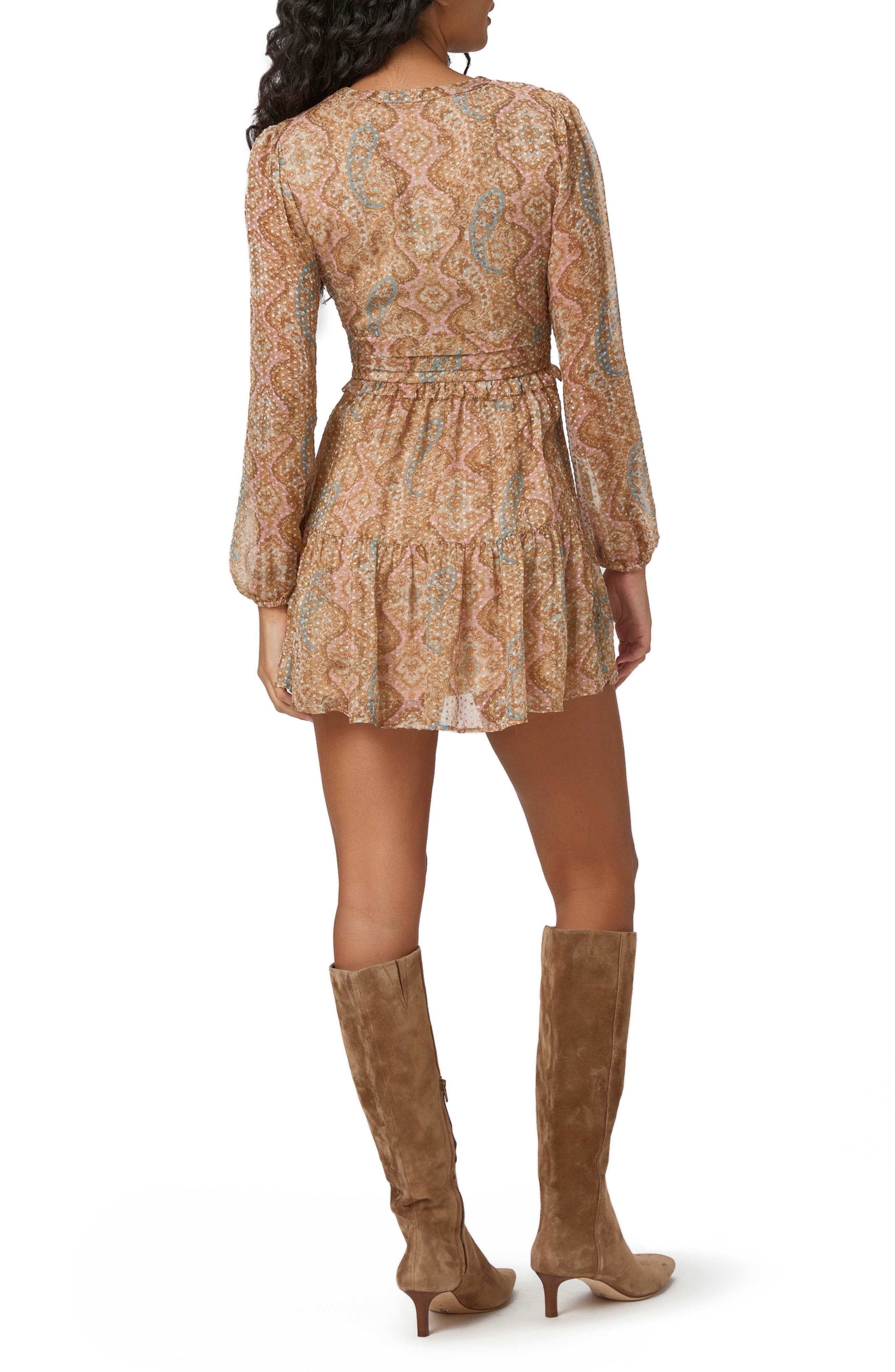 Florentine Print Long Sleeve Silk Blend Minidress - image 2