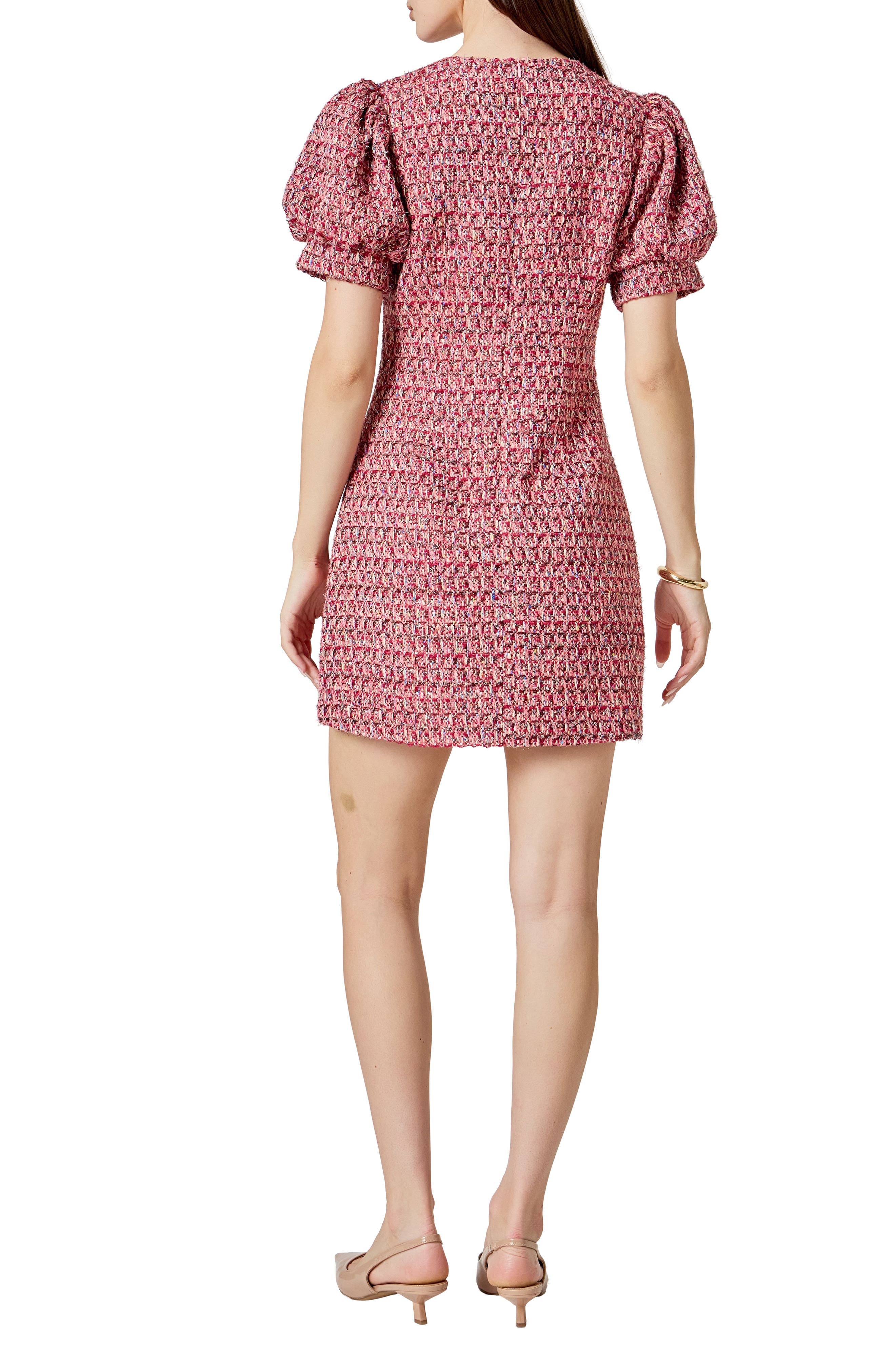 Puff Sleeve Tweed Minidress - image 2