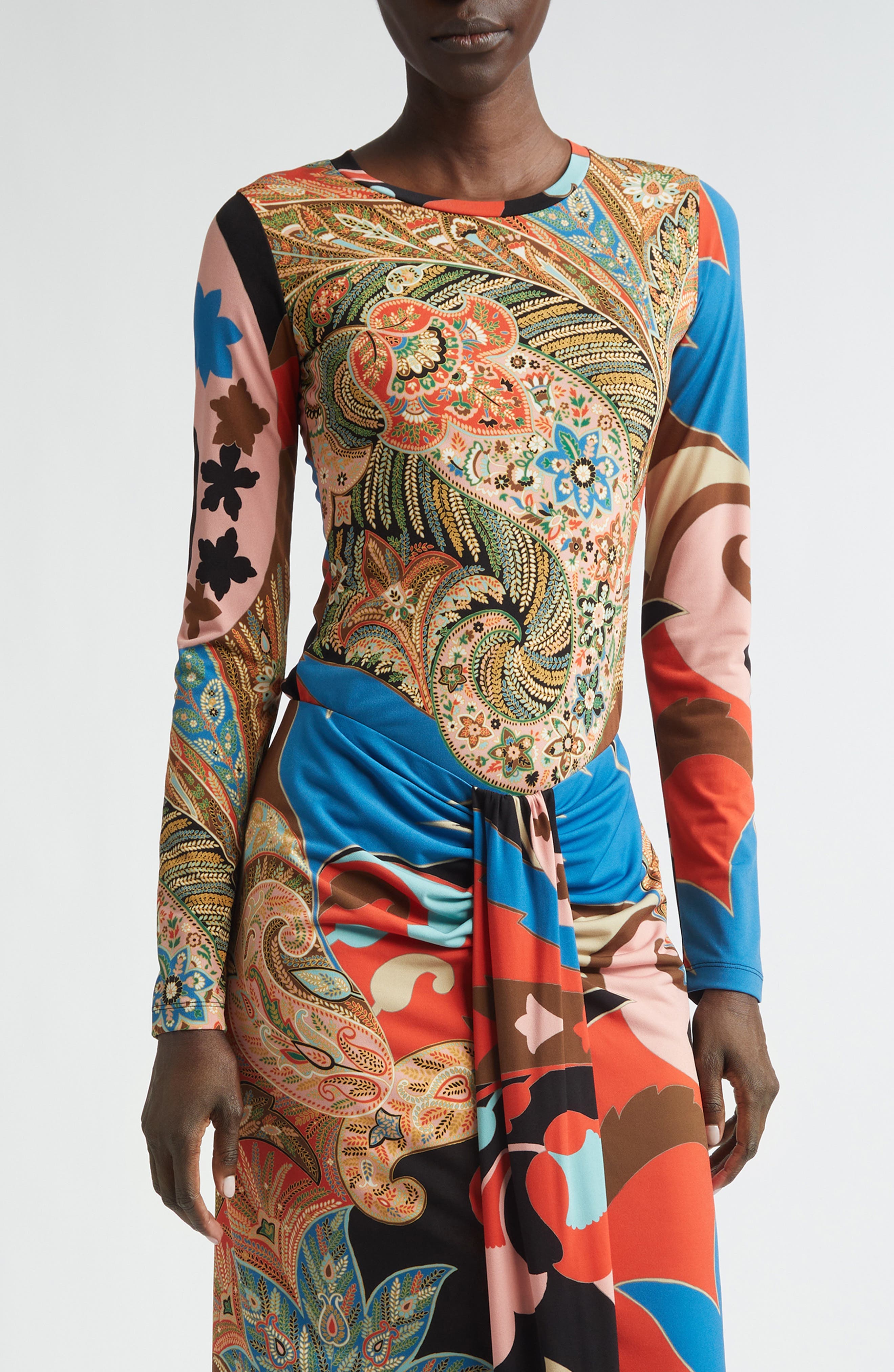 Paisley Long Sleeve Jersey Top - image 1