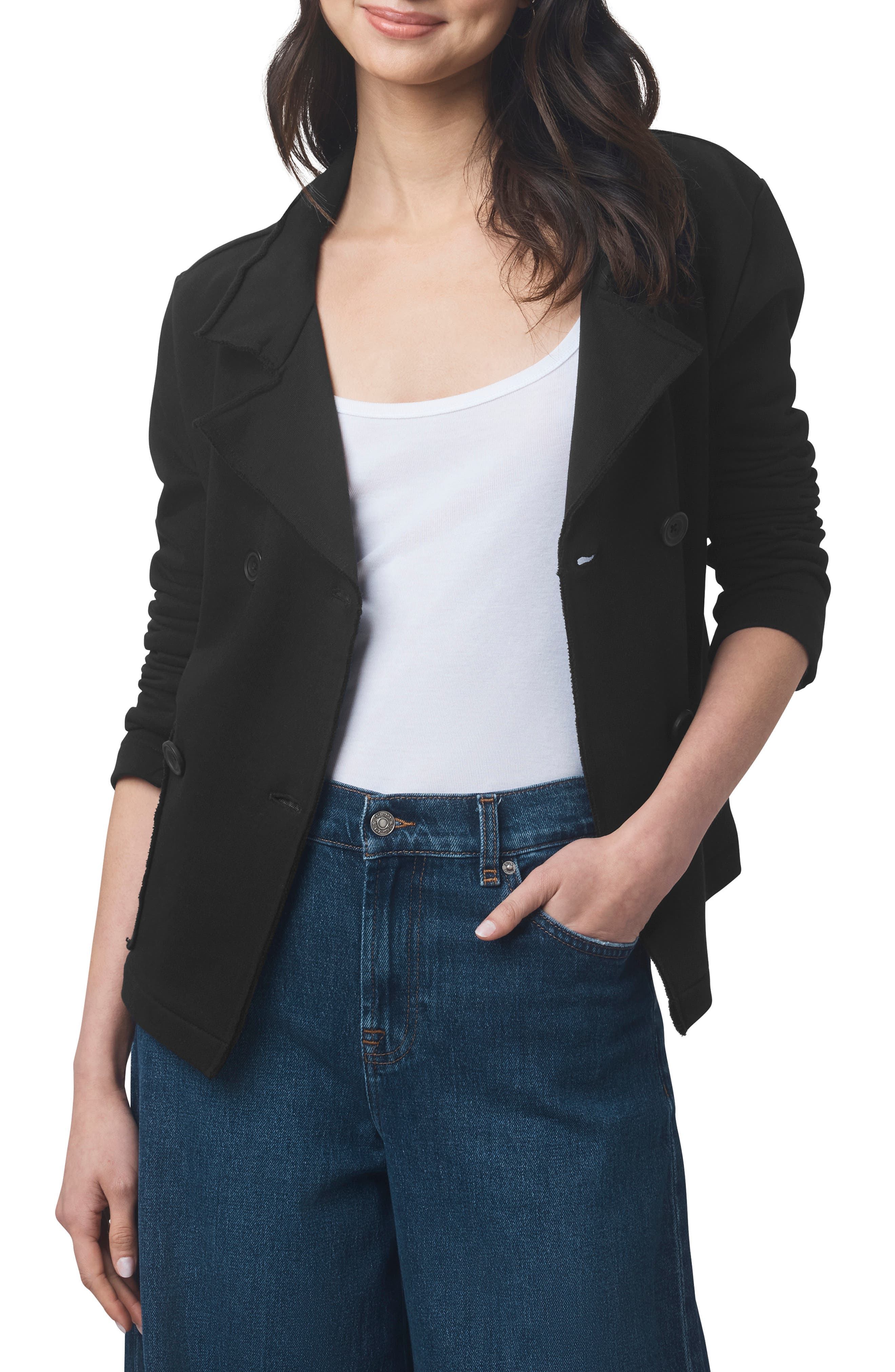 Double Breasted Cotton French Terry Blazer - image 1