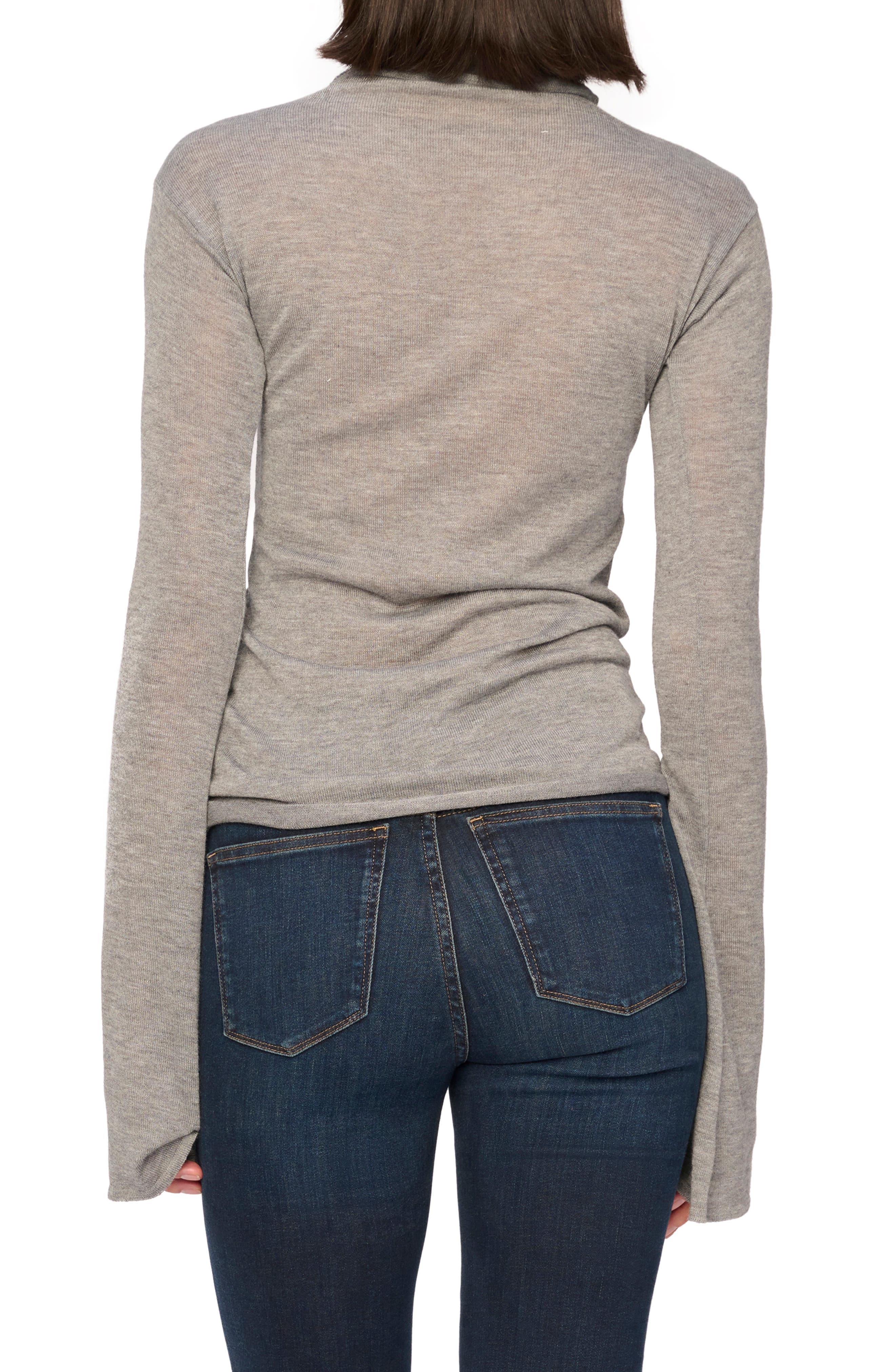 Semisheer Bell Sleeve Turtleneck Top - image 2