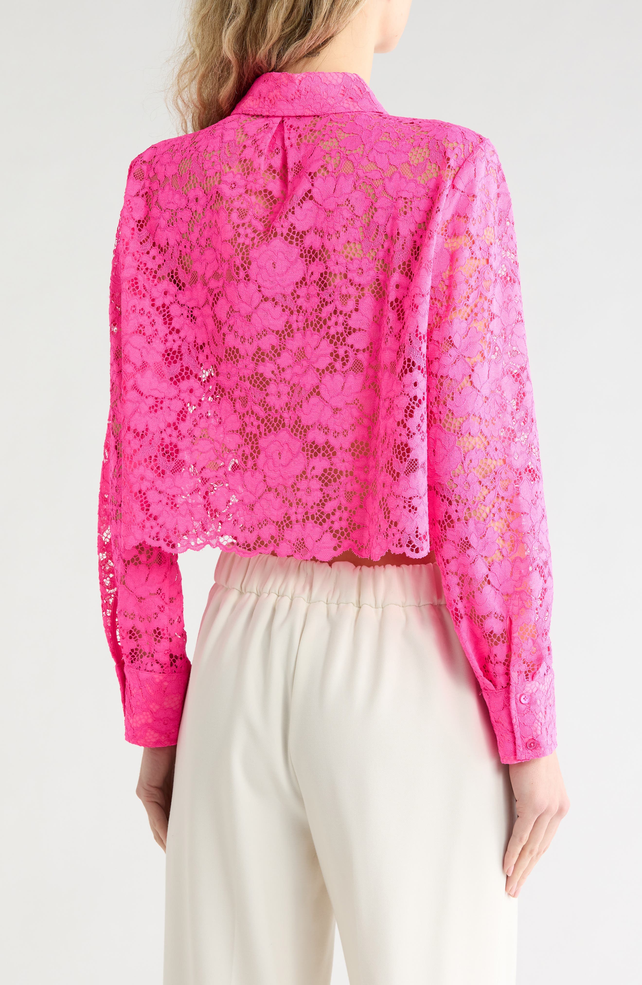 Akemi Lace Crop Button-Up Shirt - image 2