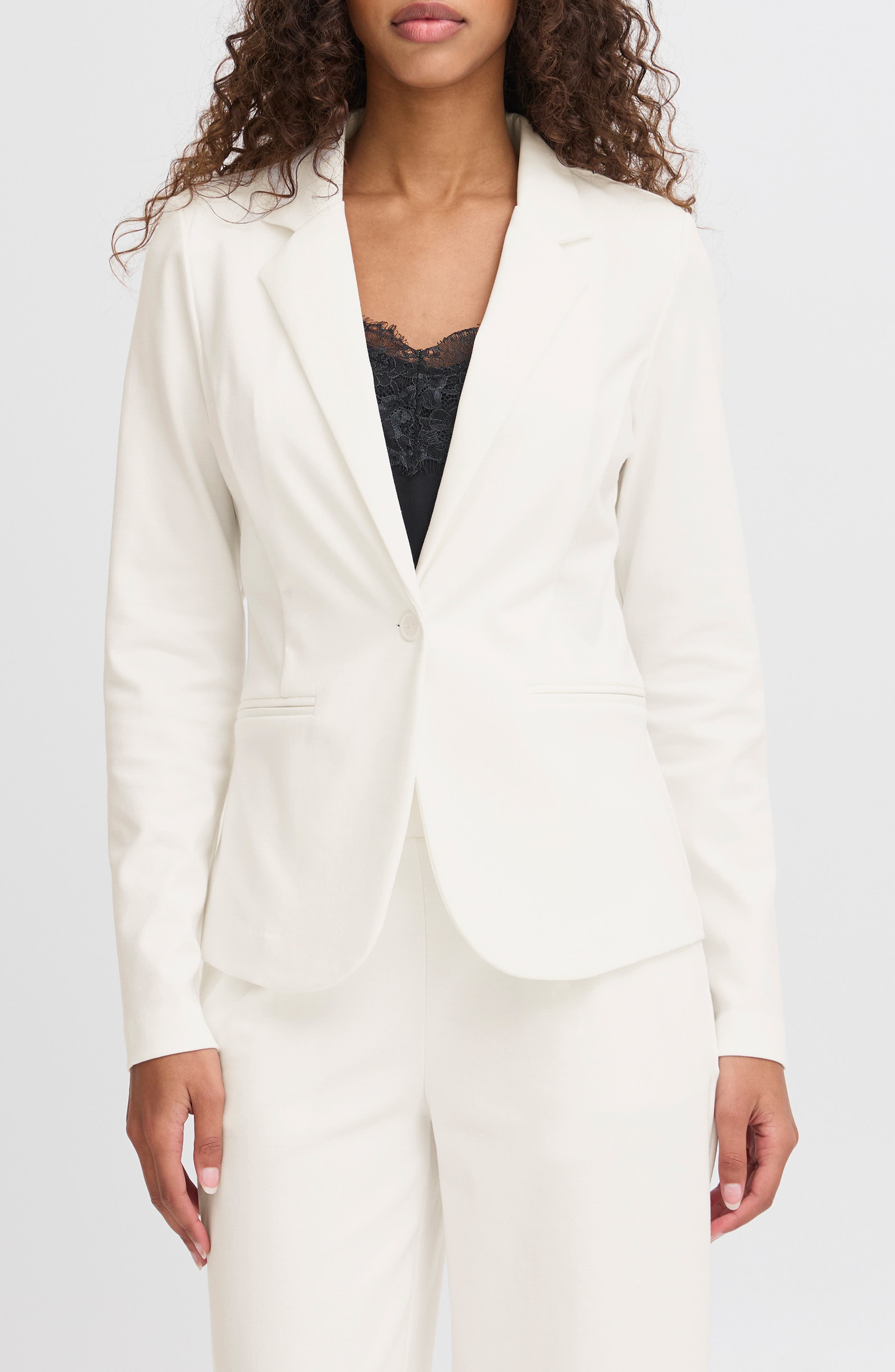 Regular Notch Lapel Ponte Blazer - image 3