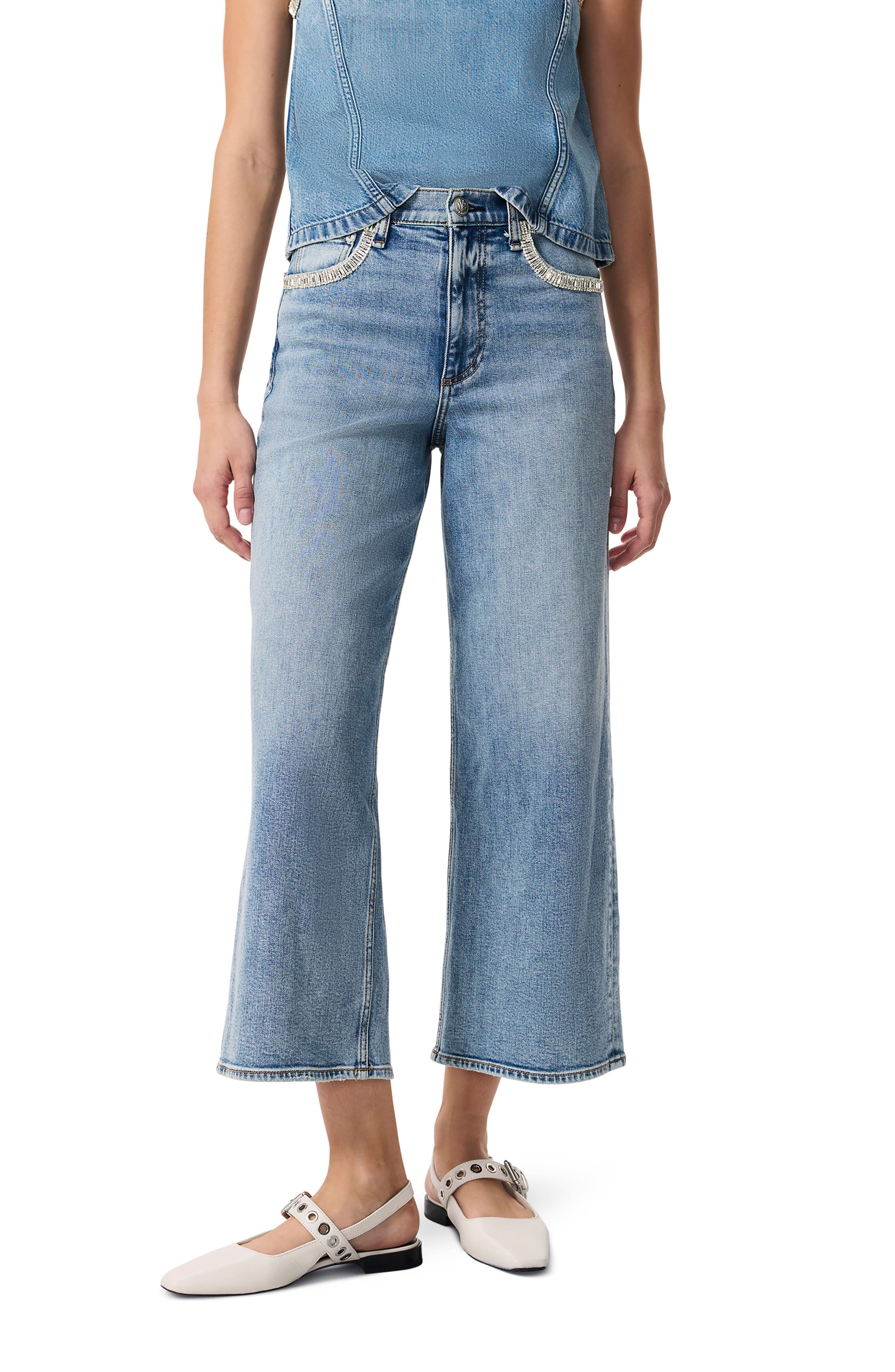 Andi Embellished High Waist Ankle Wide Leg Jeans - image 1