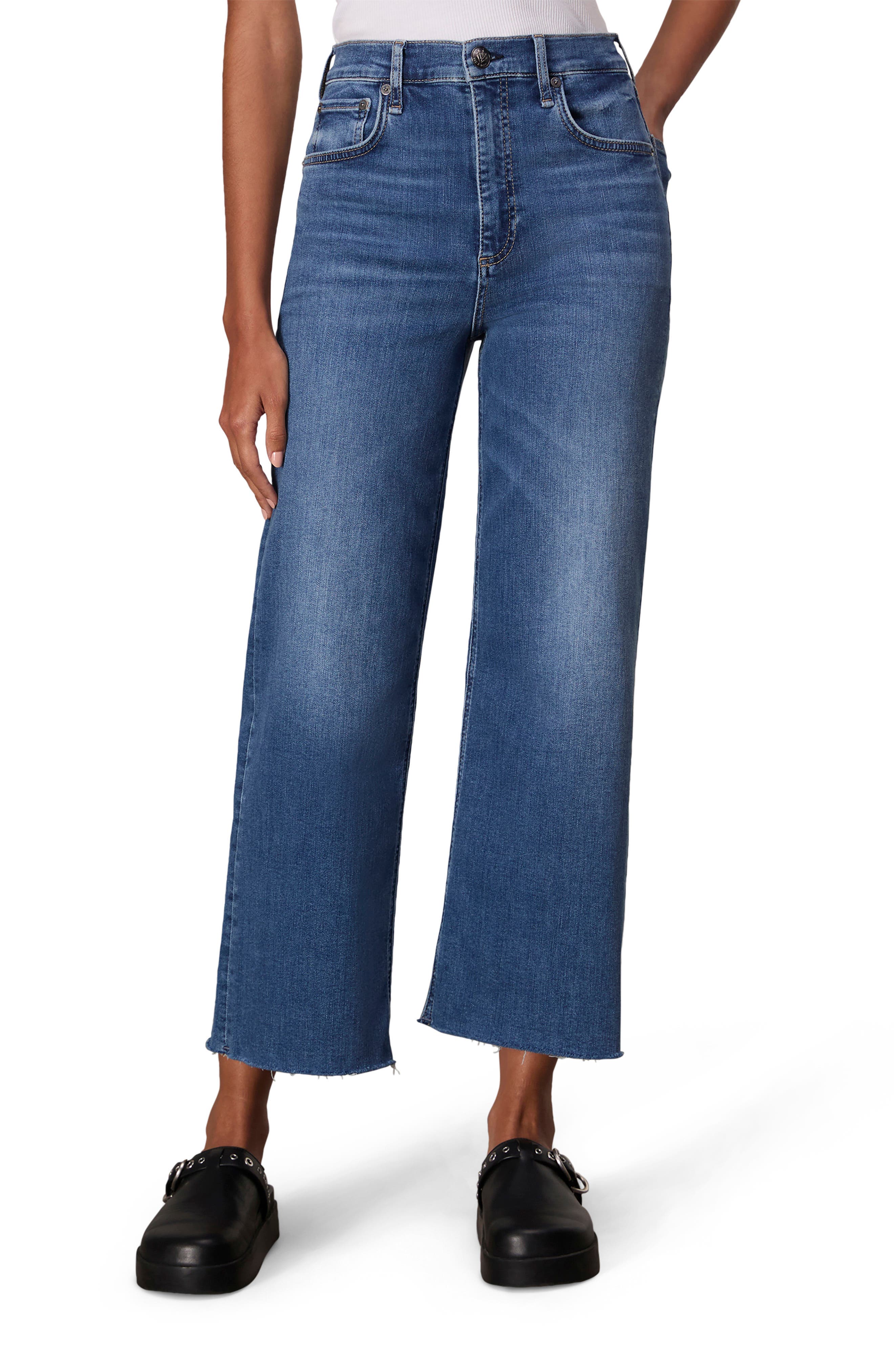 Epic Andi Raw Hem High Waist Ankle Wide Leg Jeans - image 1