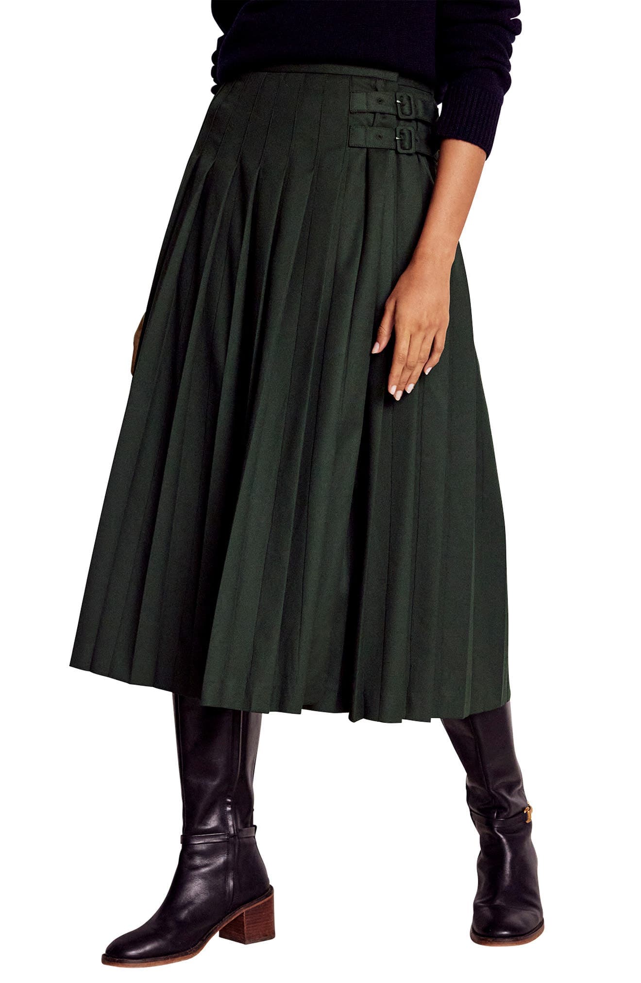 Josephine Belt Detail Pleated Skirt - image 1