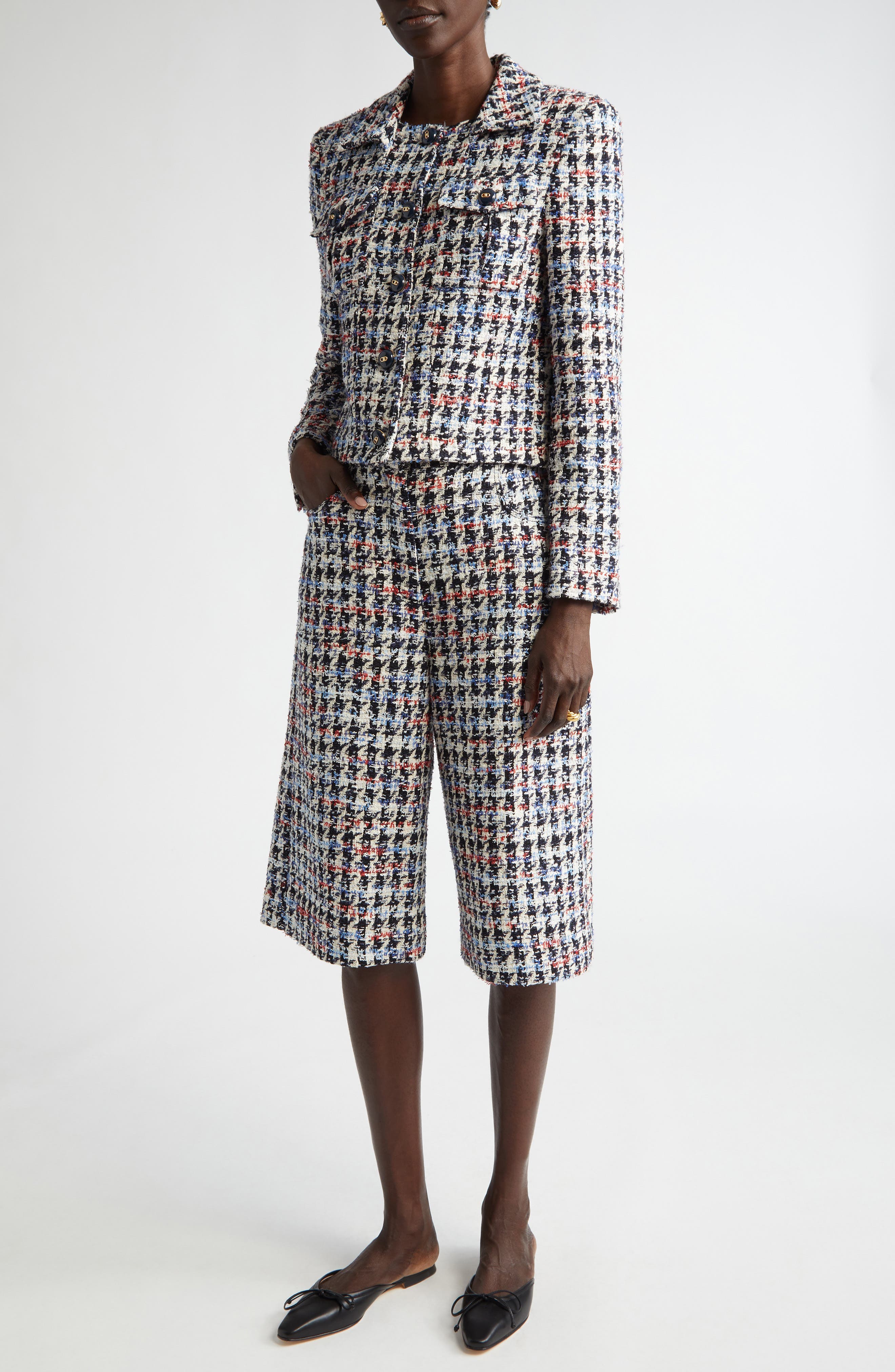 Americana Houndstooth Eyelash Tweed Jacket - image 2