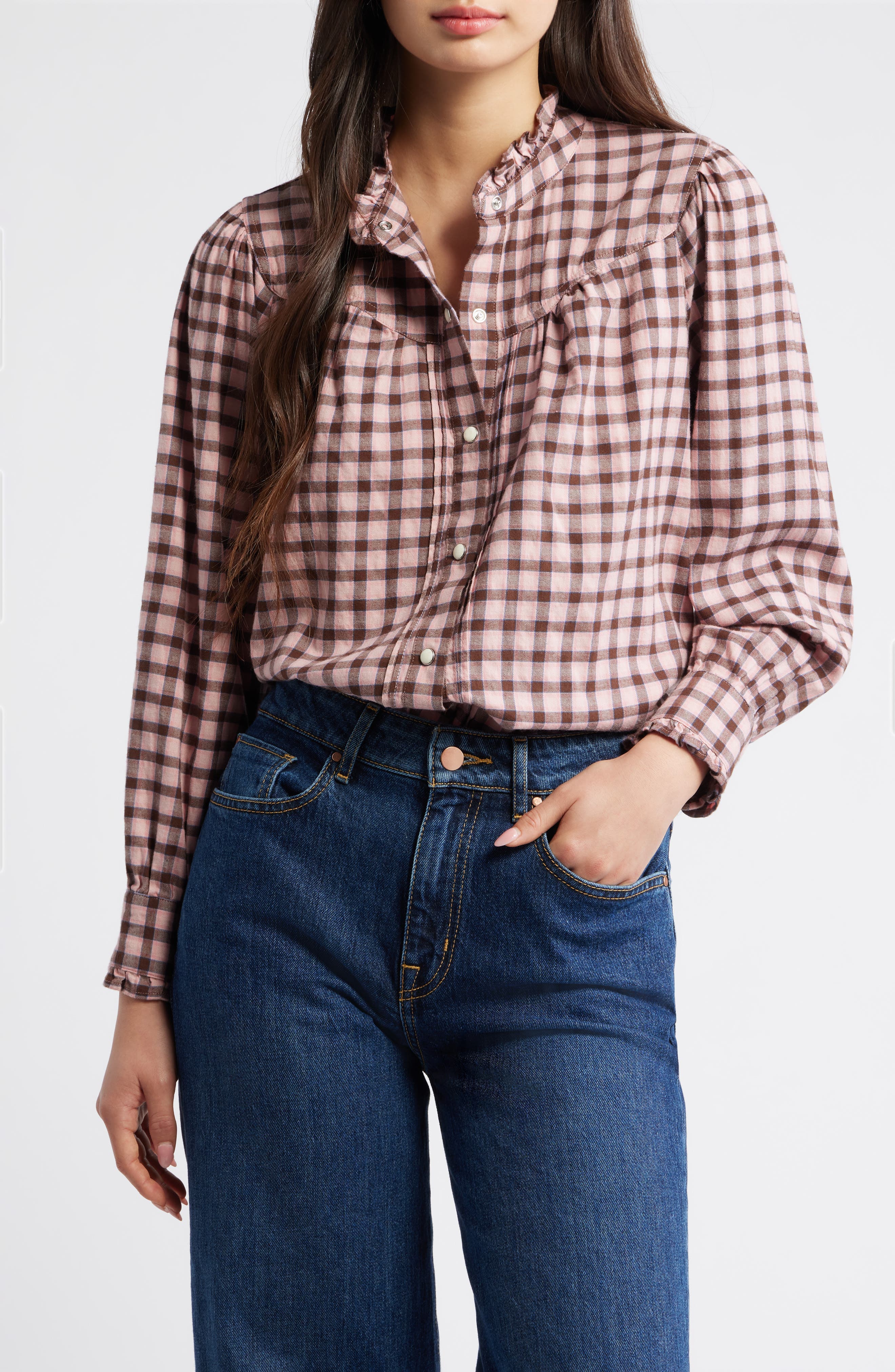 Alanna Gingham Long Sleeve Shirt - image 1