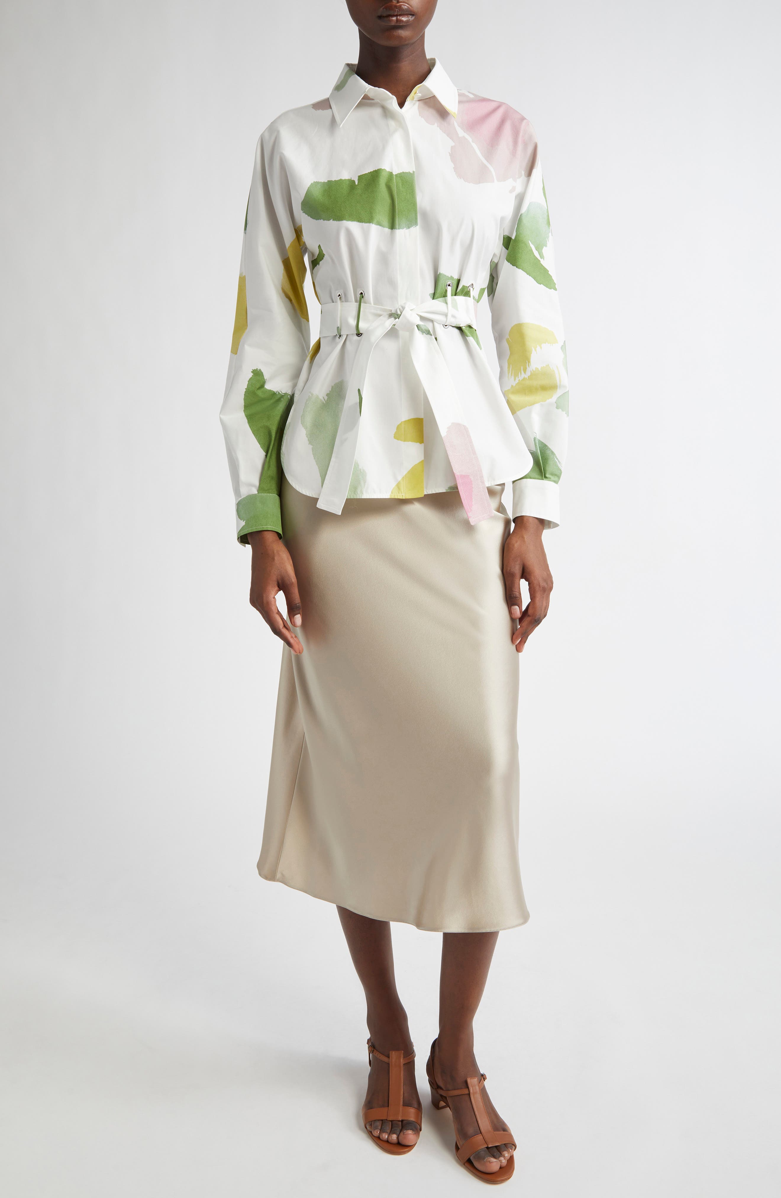 Carnet Silk Satin Midi Skirt - image 2