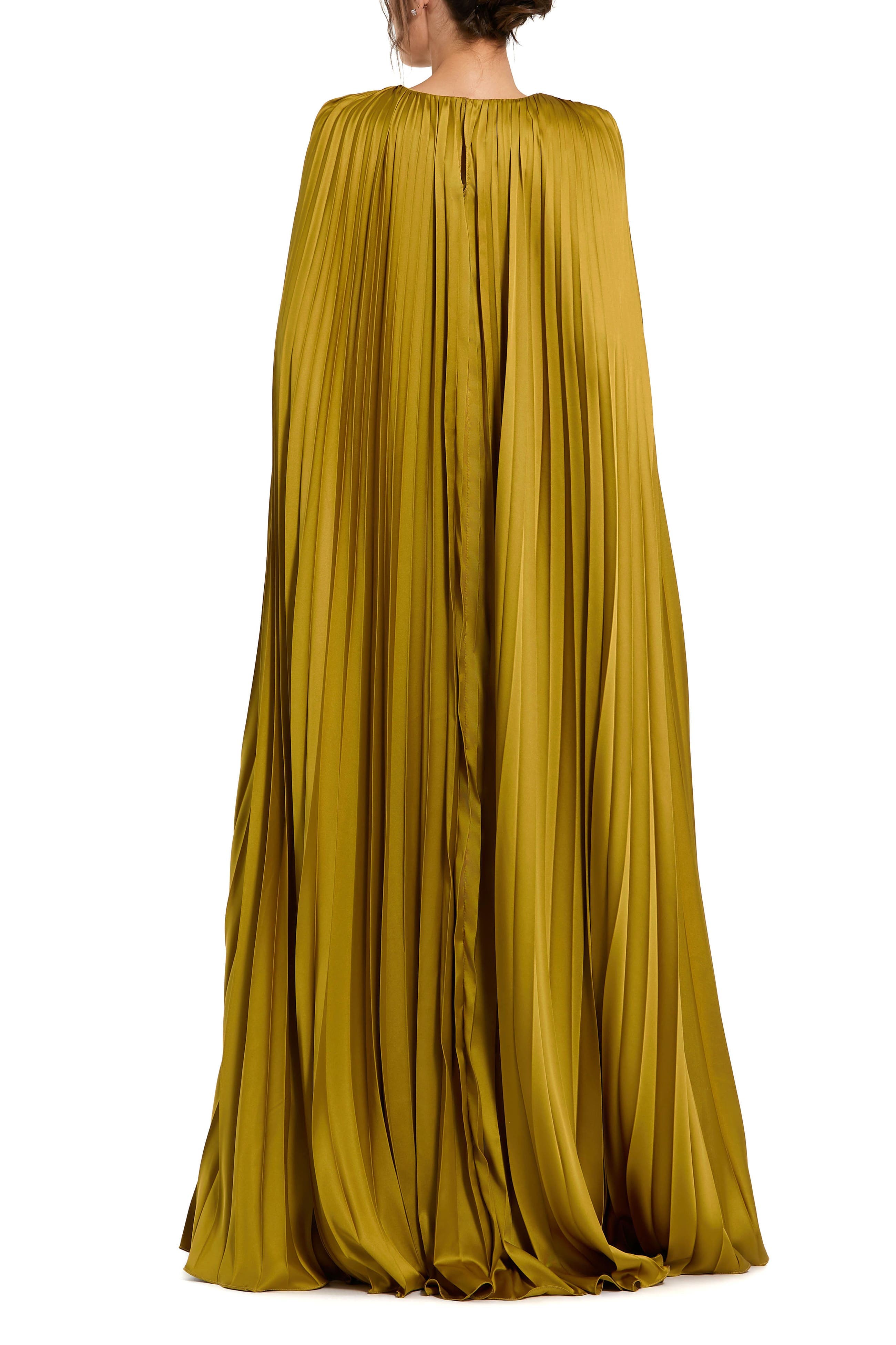 Petite Pleated Charmeuse V Neck Gown With Cape - image 2