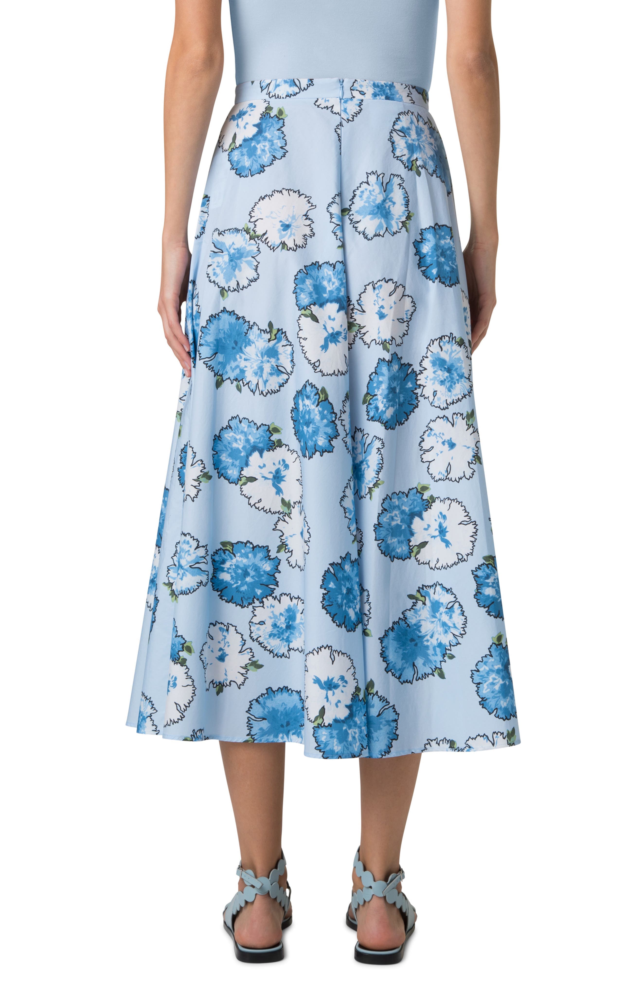 Carnation Print Cotton Poplin Midi Skirt - image 2