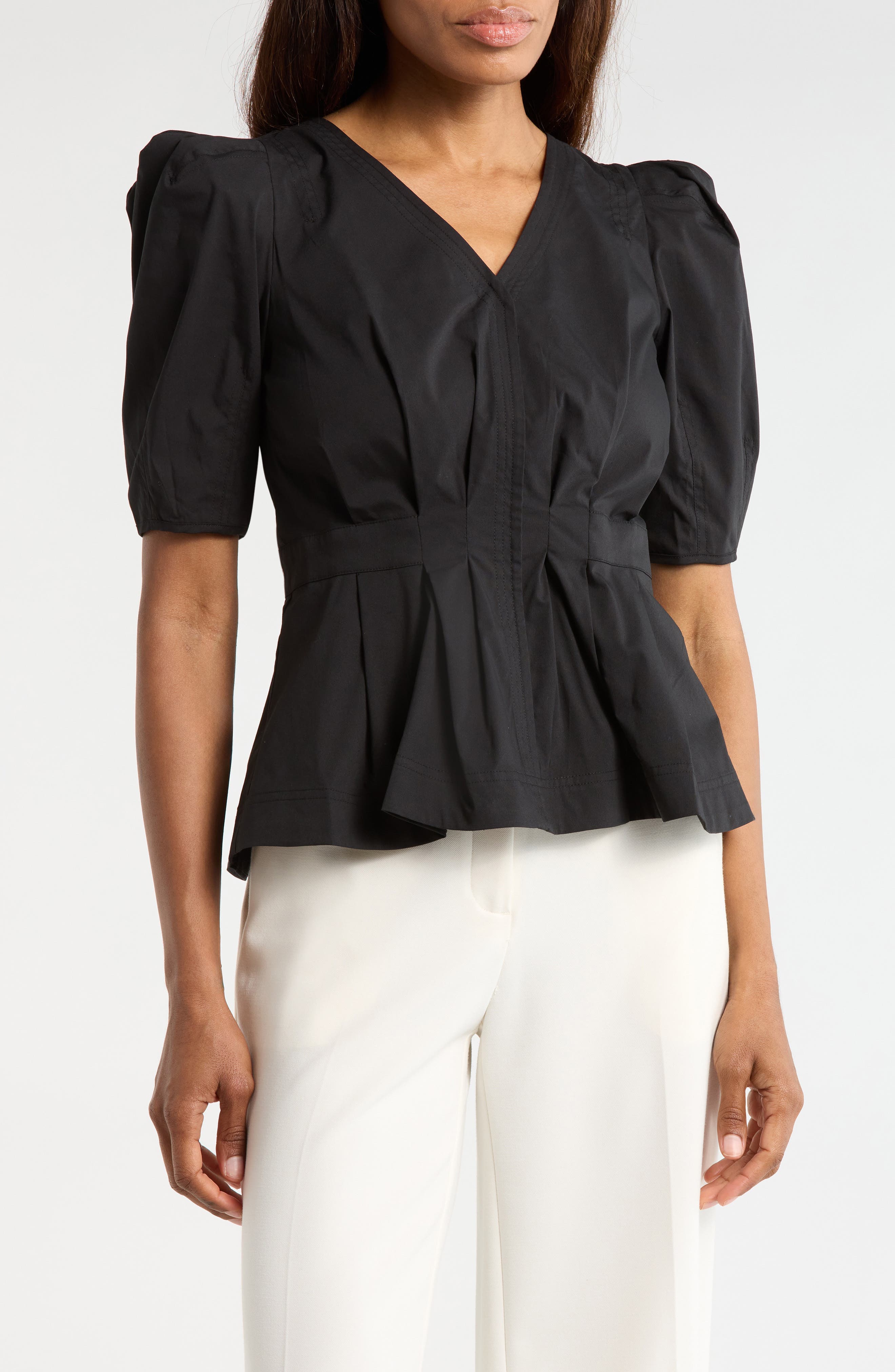 V-Neck Puff Sleeve Top - image 1
