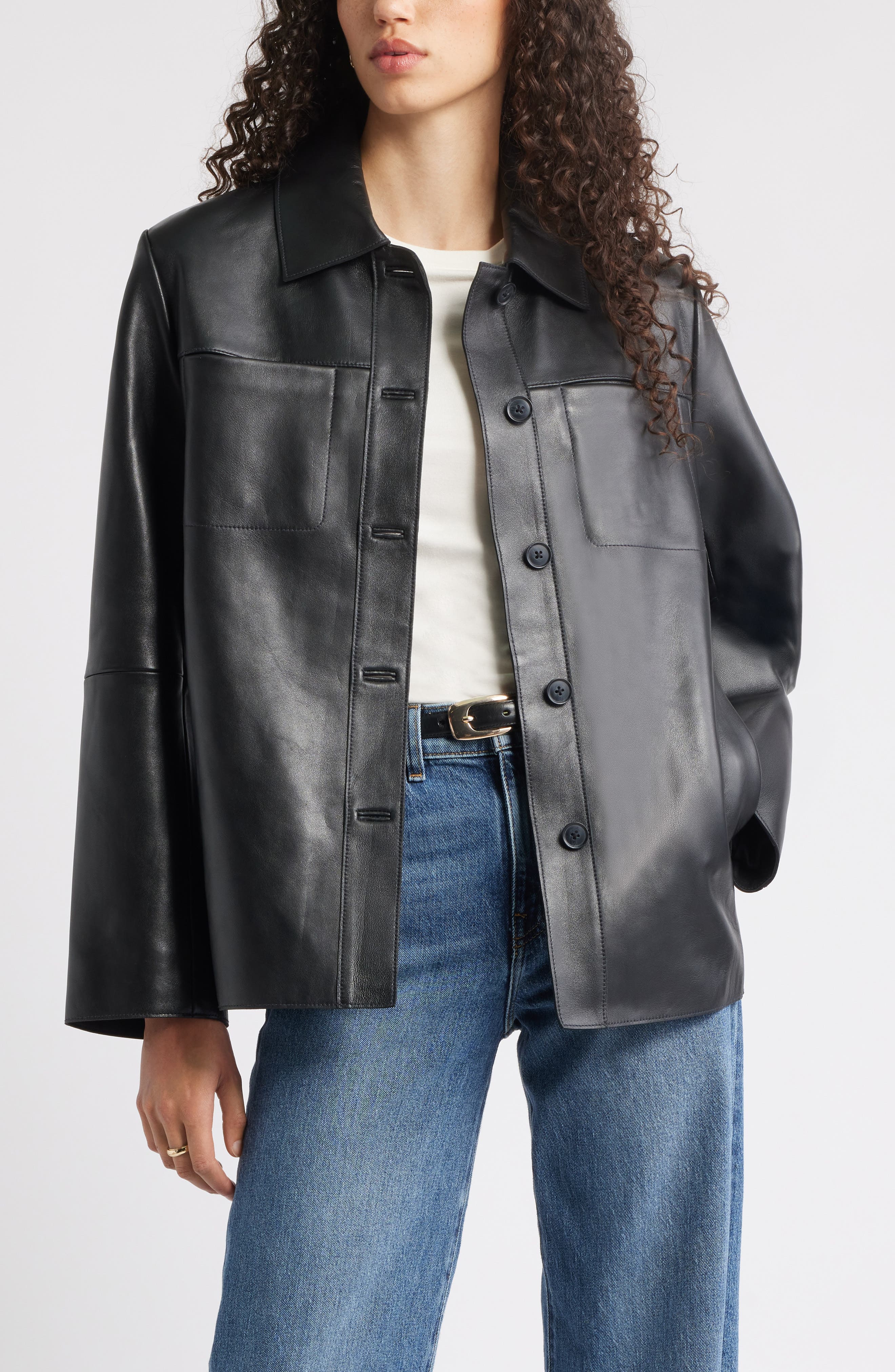 Leather Shirt Jacket - image 1