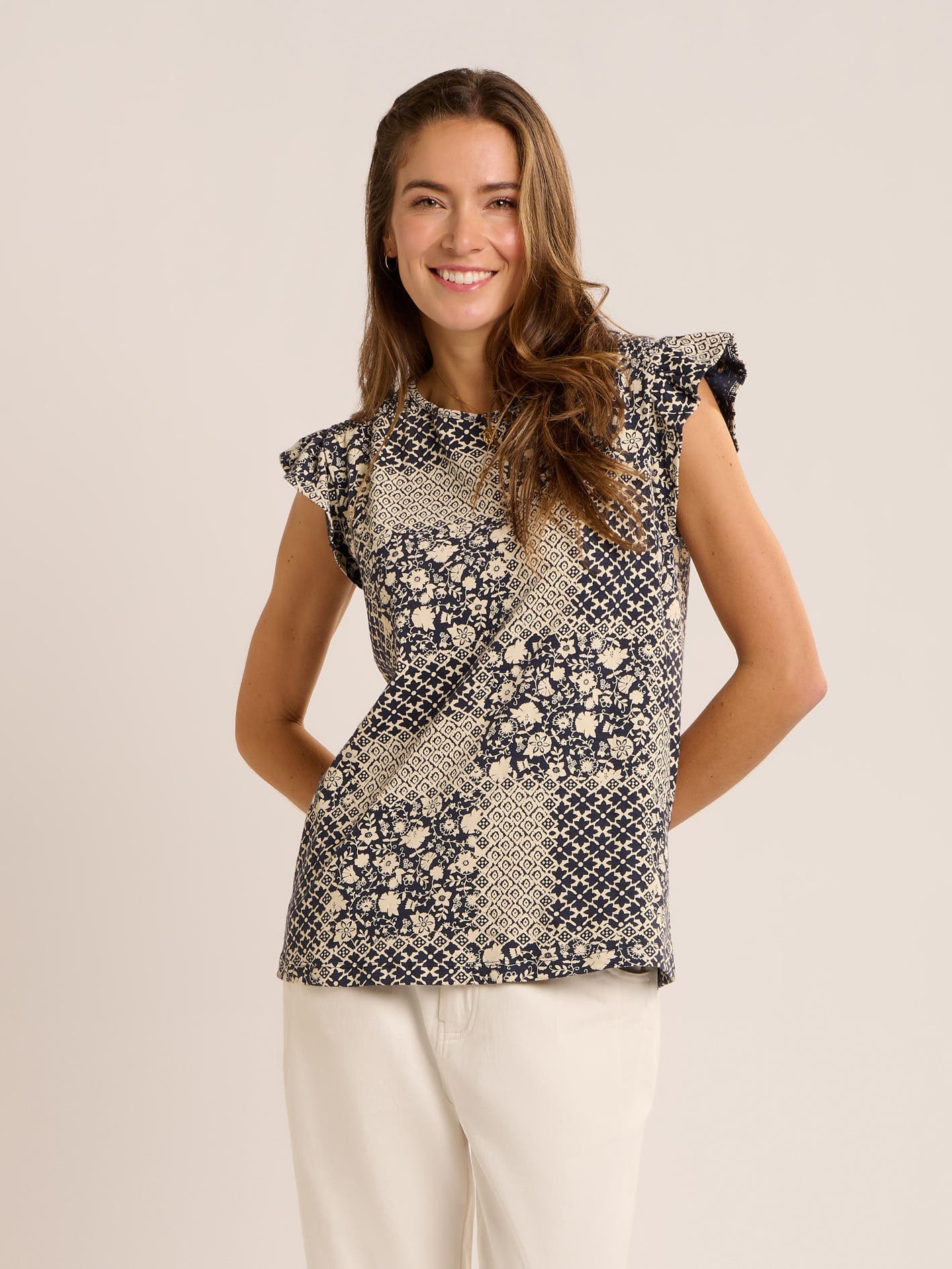Salinas Frill Sleeve Printed Blouse - image 1