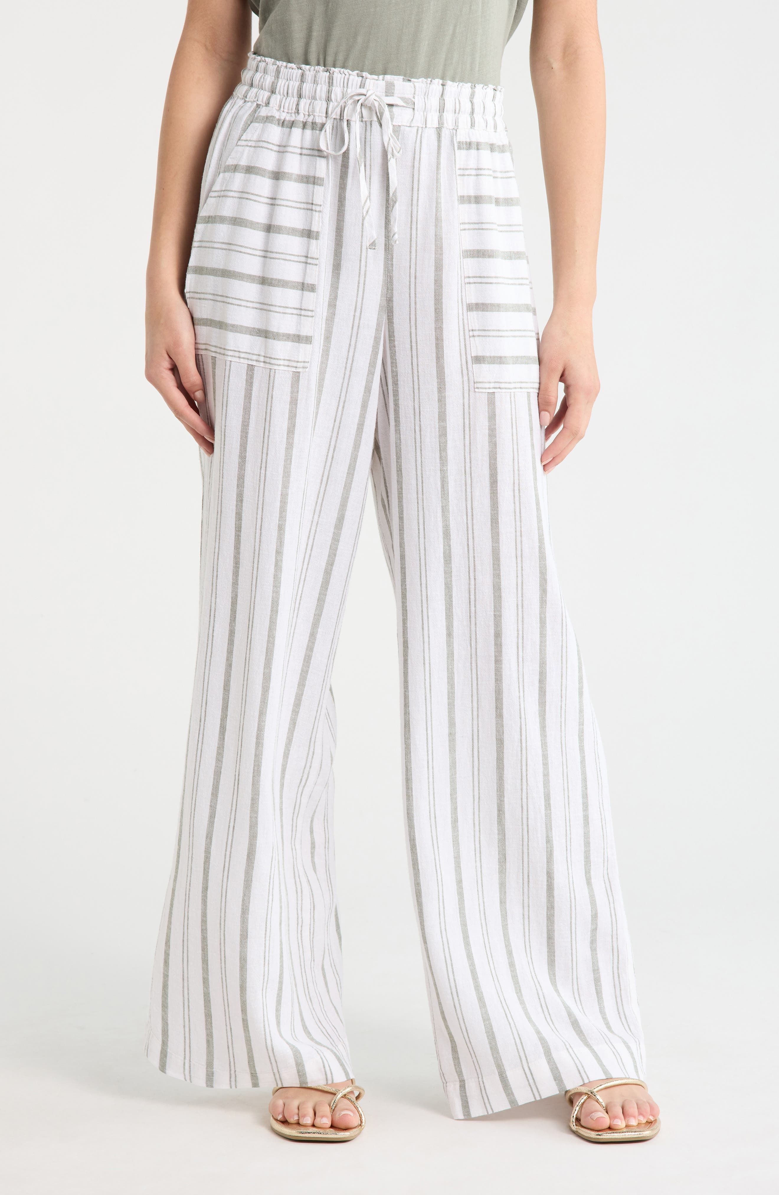Stella Stripe Linen Blend Paperbag Pants - image 1
