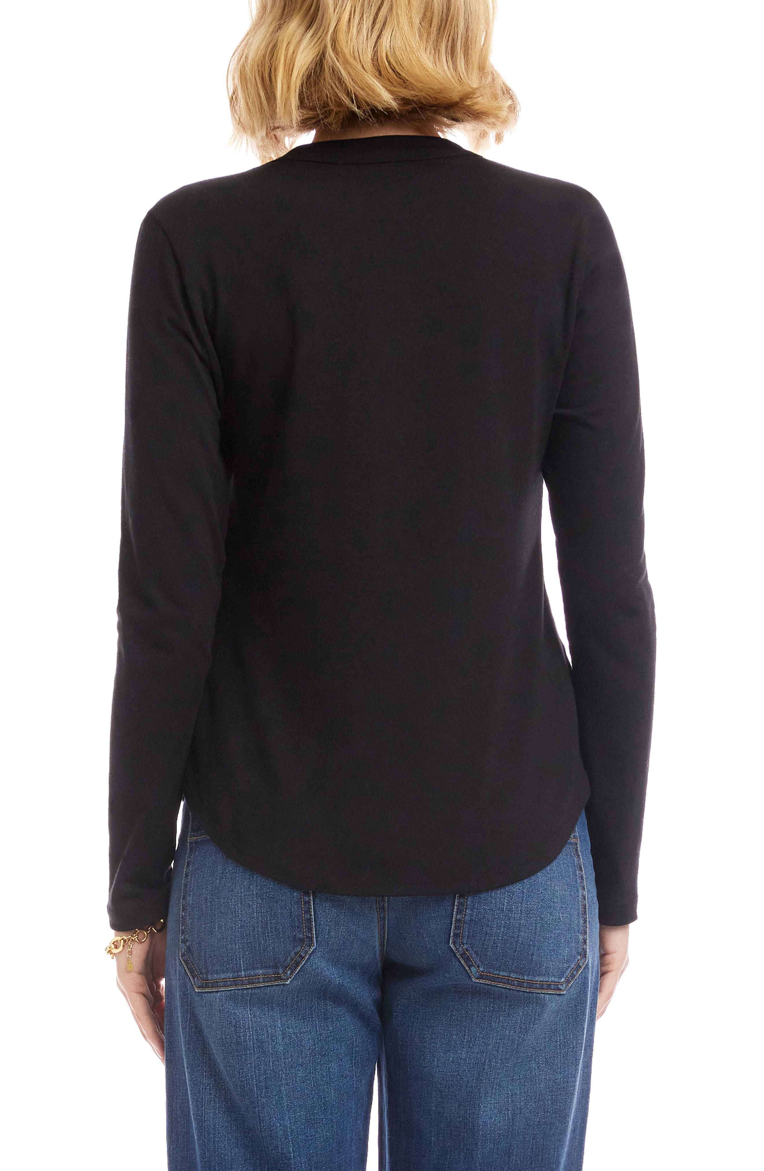 Embellished Rhinestone Bow Long Sleeve T-Shirt - image 2
