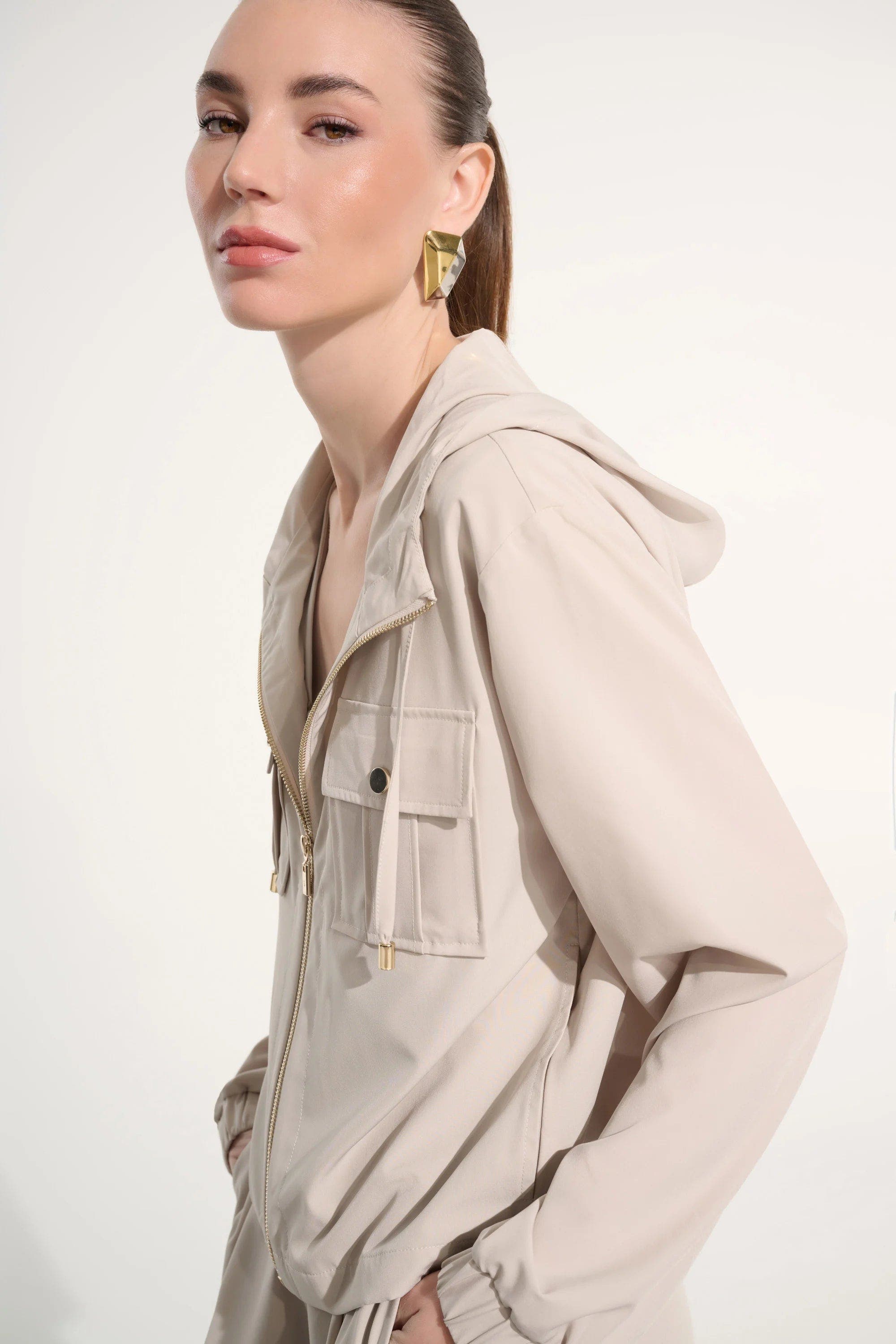 Stretch Woven Hooded Boxy Utility Jacket - image 4